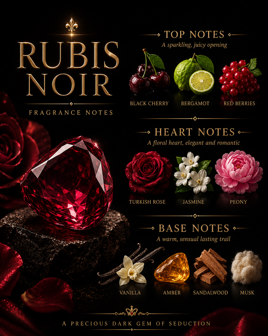 **Premium Aurisse Rubis Noir Luxury Perfume for Women 50ML – Long Lasting | Free Shipping