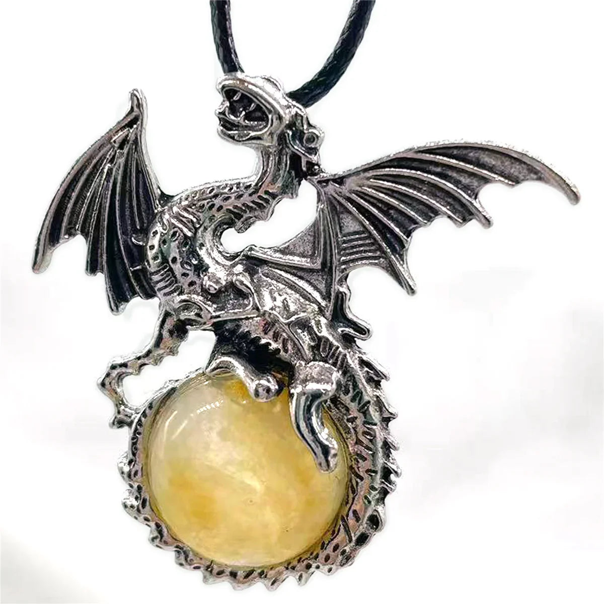 Crystal Circle Dragon Necklaces