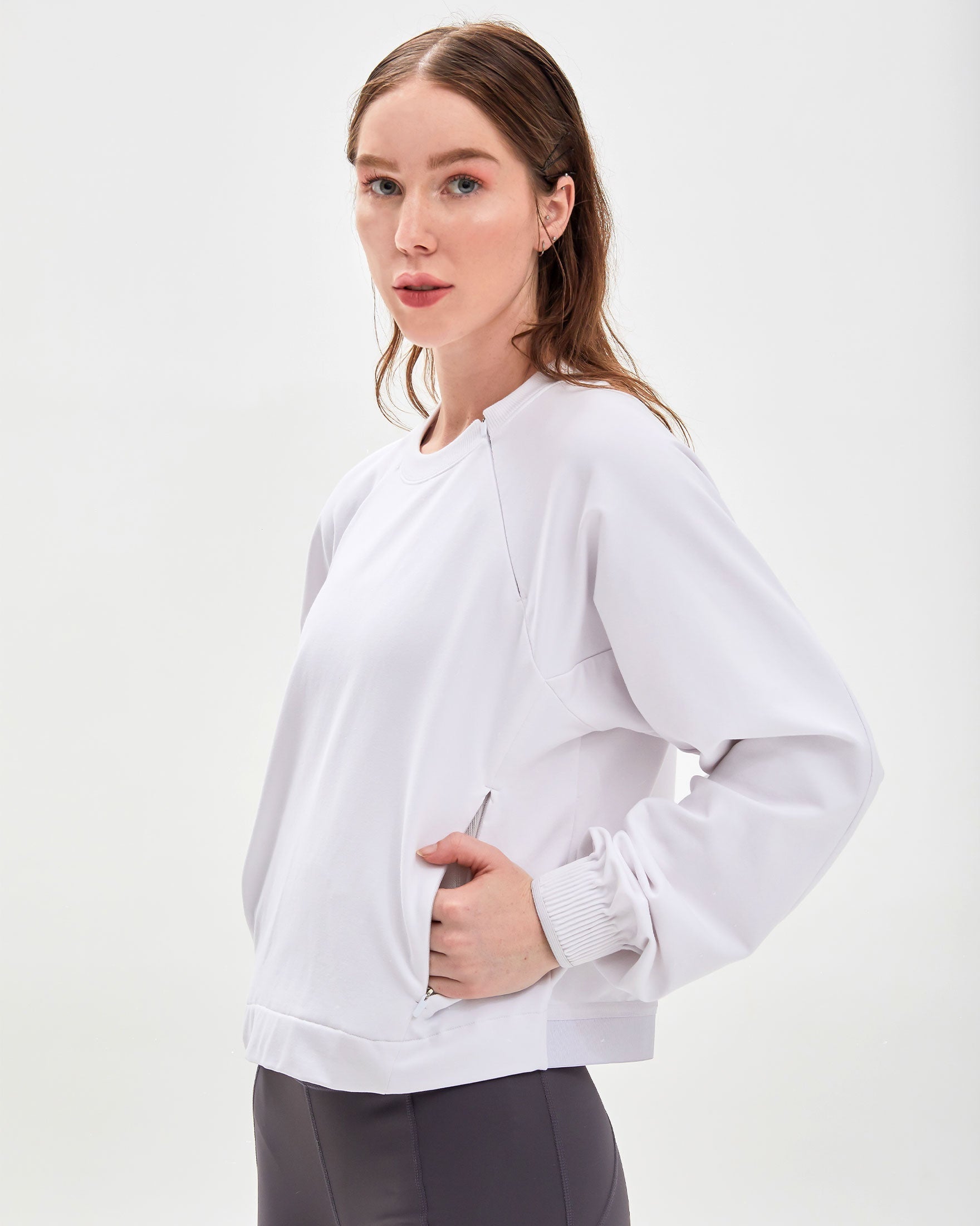 City Zip Crop Crewneck Sweatshirt-3