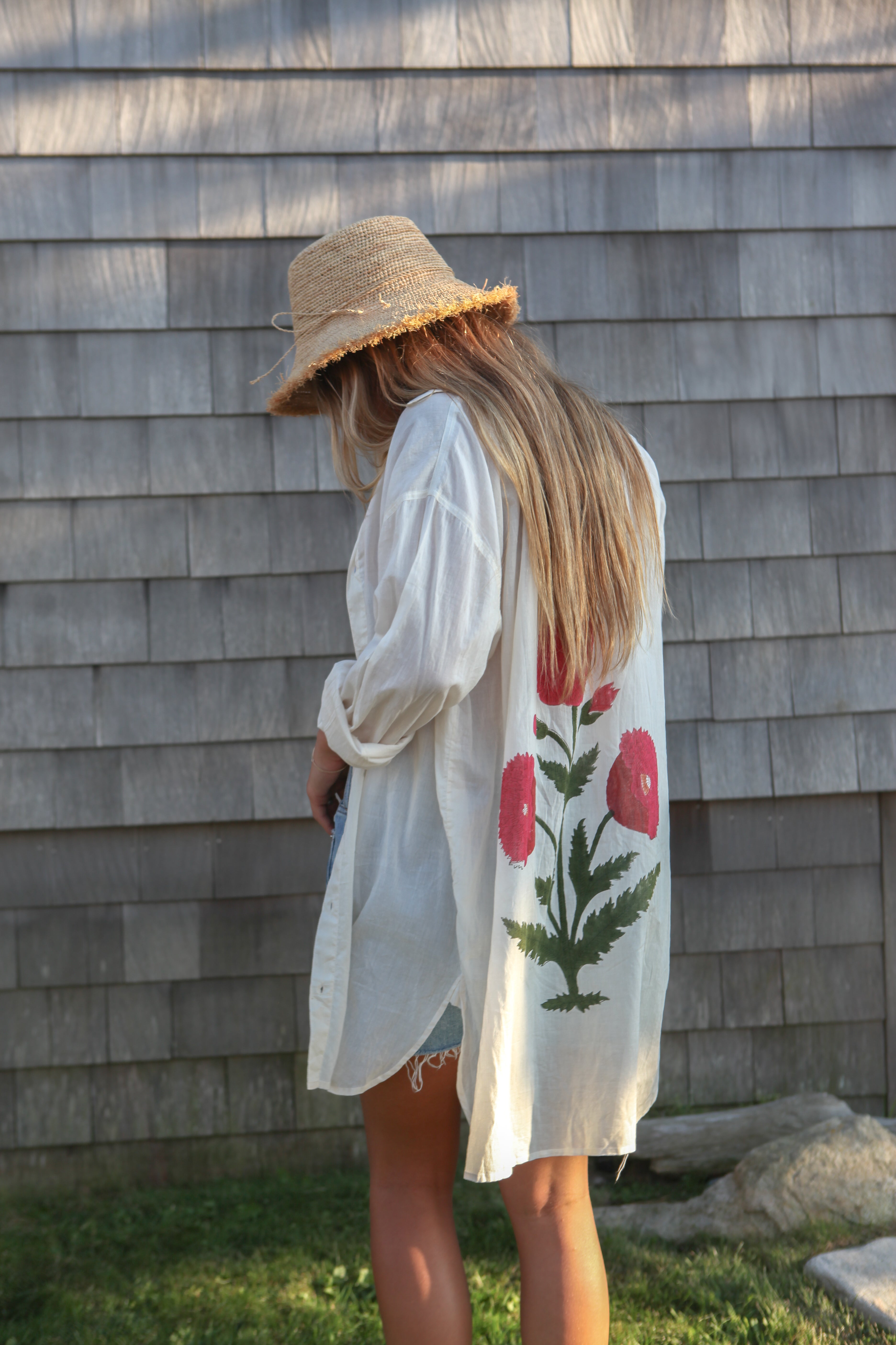 Clove Shirt Dress - Ecru/Red
