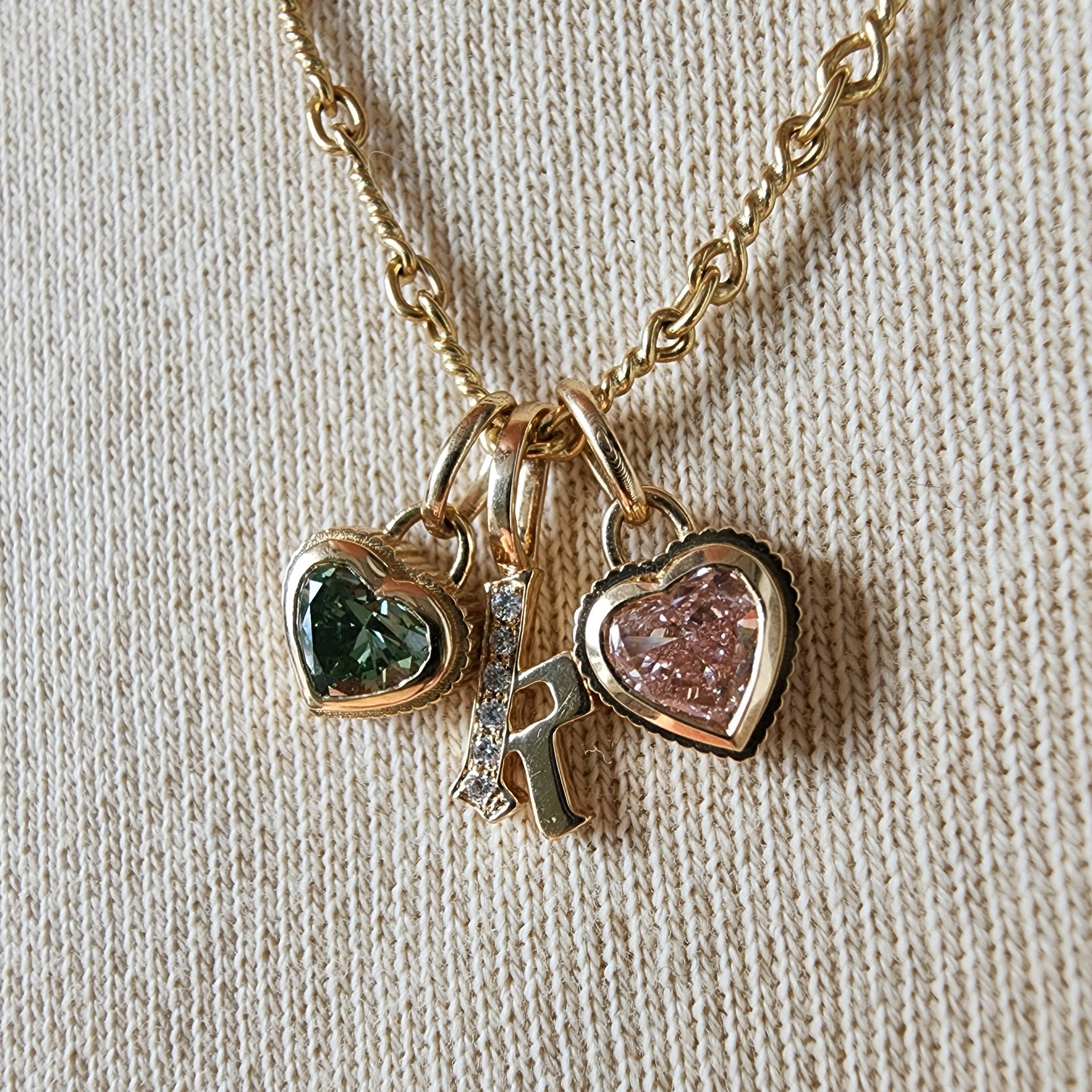 Green Heart Diamond Charm