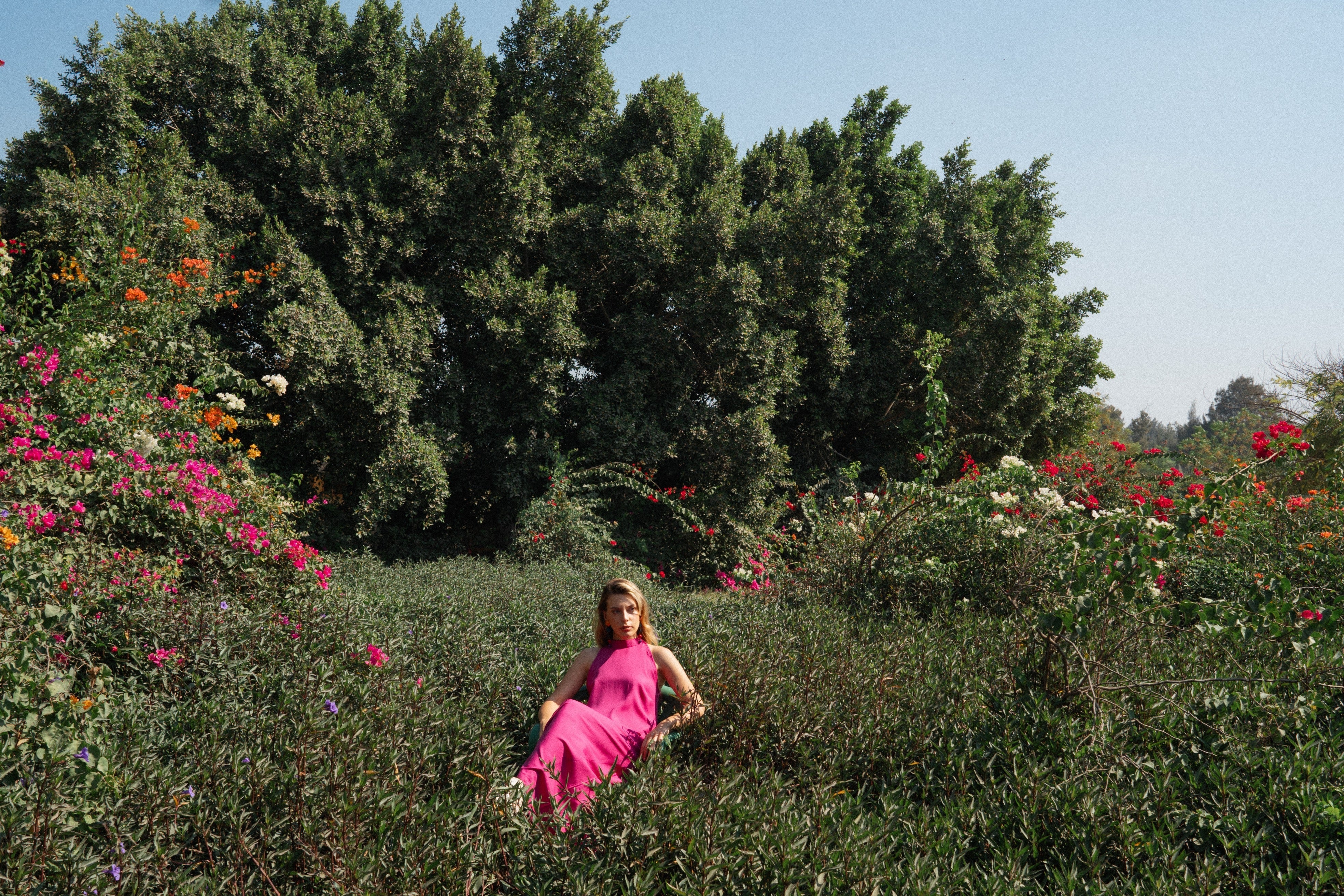 Tencel Halter Dress - Bougainvillea