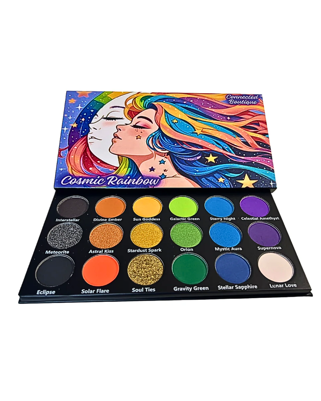 Cosmic Rainbow 18‑Shade Eyeshadow Palette – Celestial Hues & Glitter