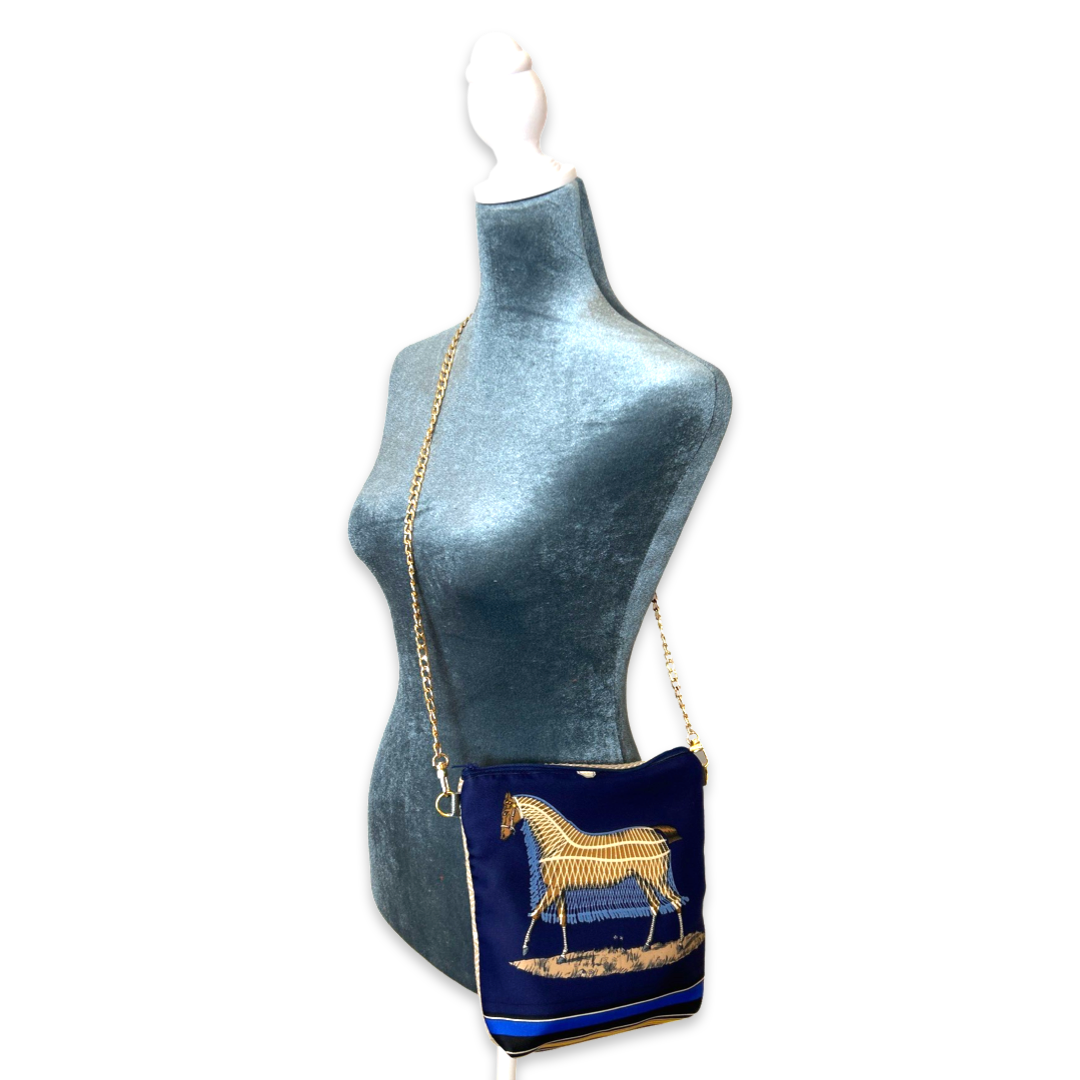 Couvertures et Tenues du Jour Blue Vintage Scarf Crossbody Bag
