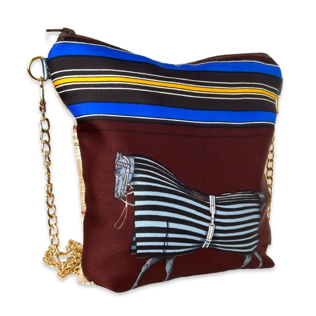 Couvertures et Tenues du Jour Brown Vintage Scarf Crossbody Bag