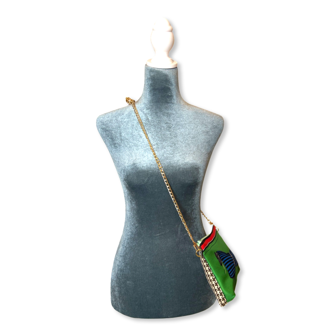 Couvertures et Tenues du Jour Green Vintage Scarf Crossbody Bag