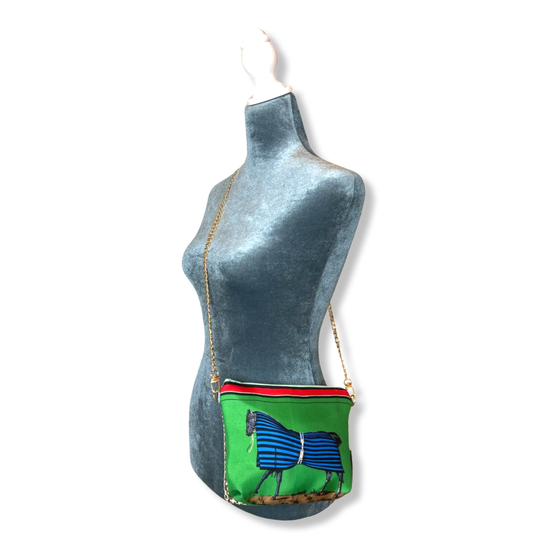 Couvertures et Tenues du Jour Green Vintage Scarf Crossbody Bag