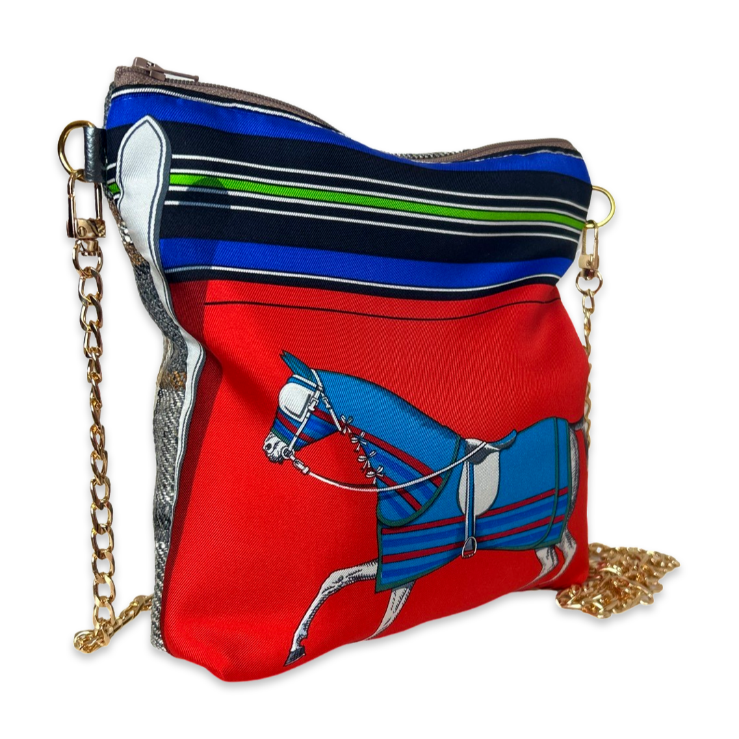 Couvertures et Tenues du Jour Red Vintage Scarf Crossbody Bag
