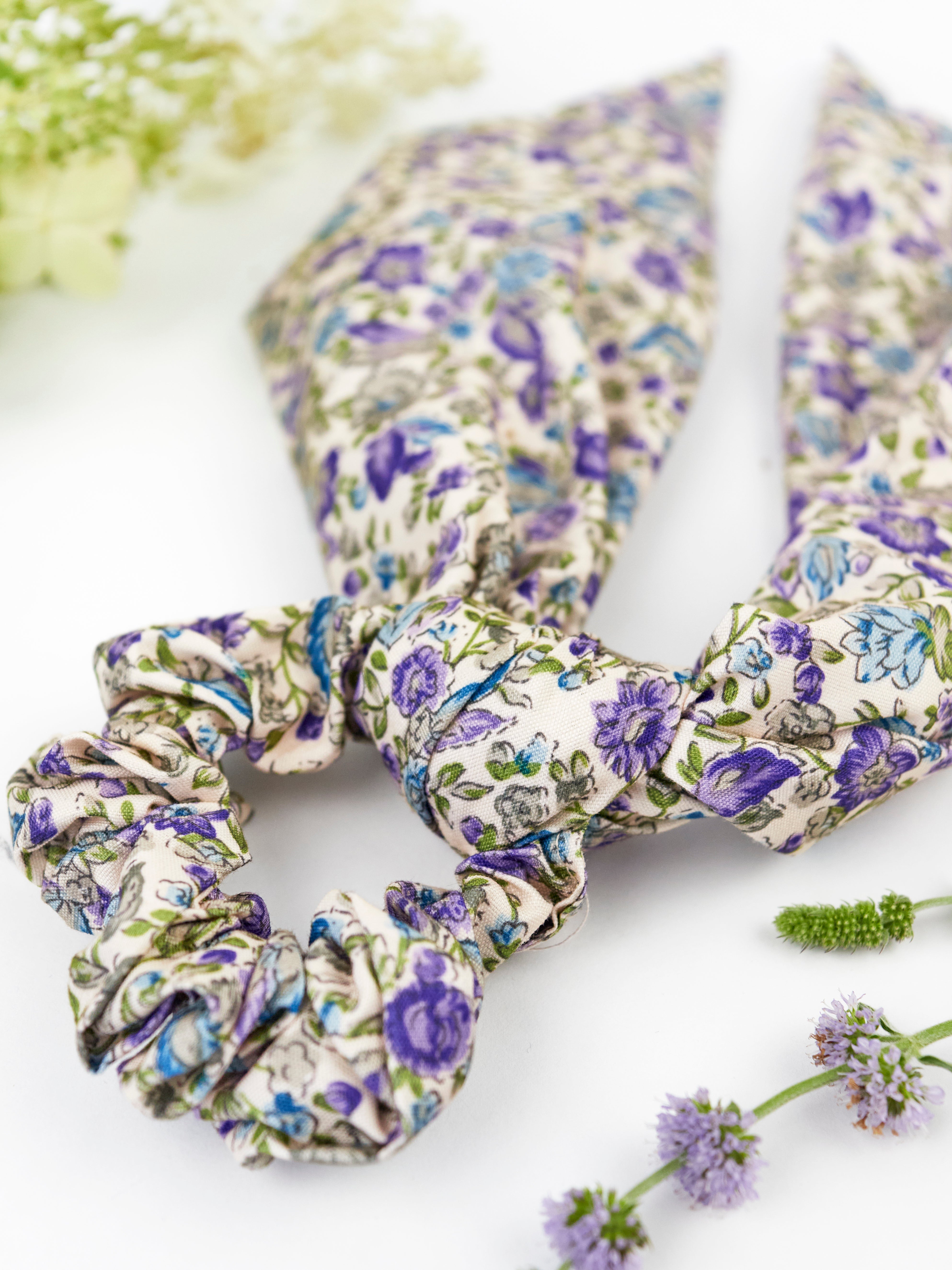 Cream Floral Scarf Scrunchie