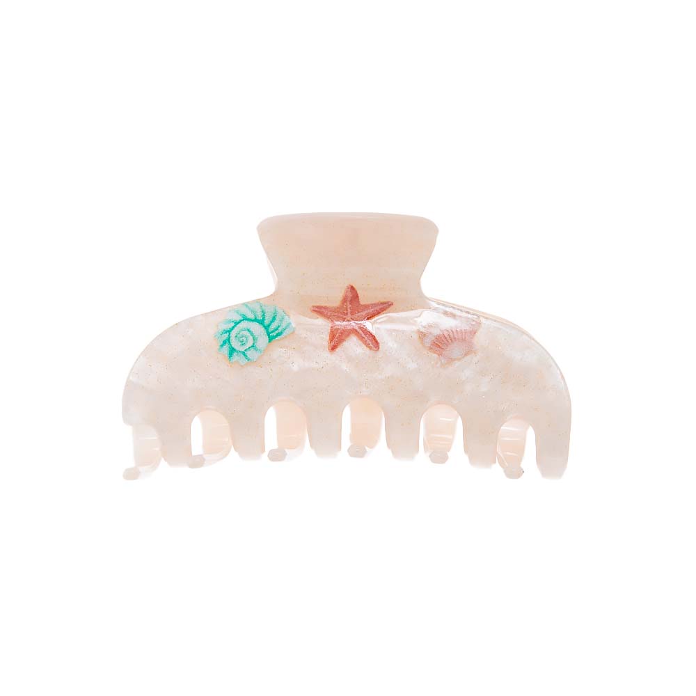 Light Pink Printed Starfish & Sea Shells Hair Claw Clip - Adina's Jewels