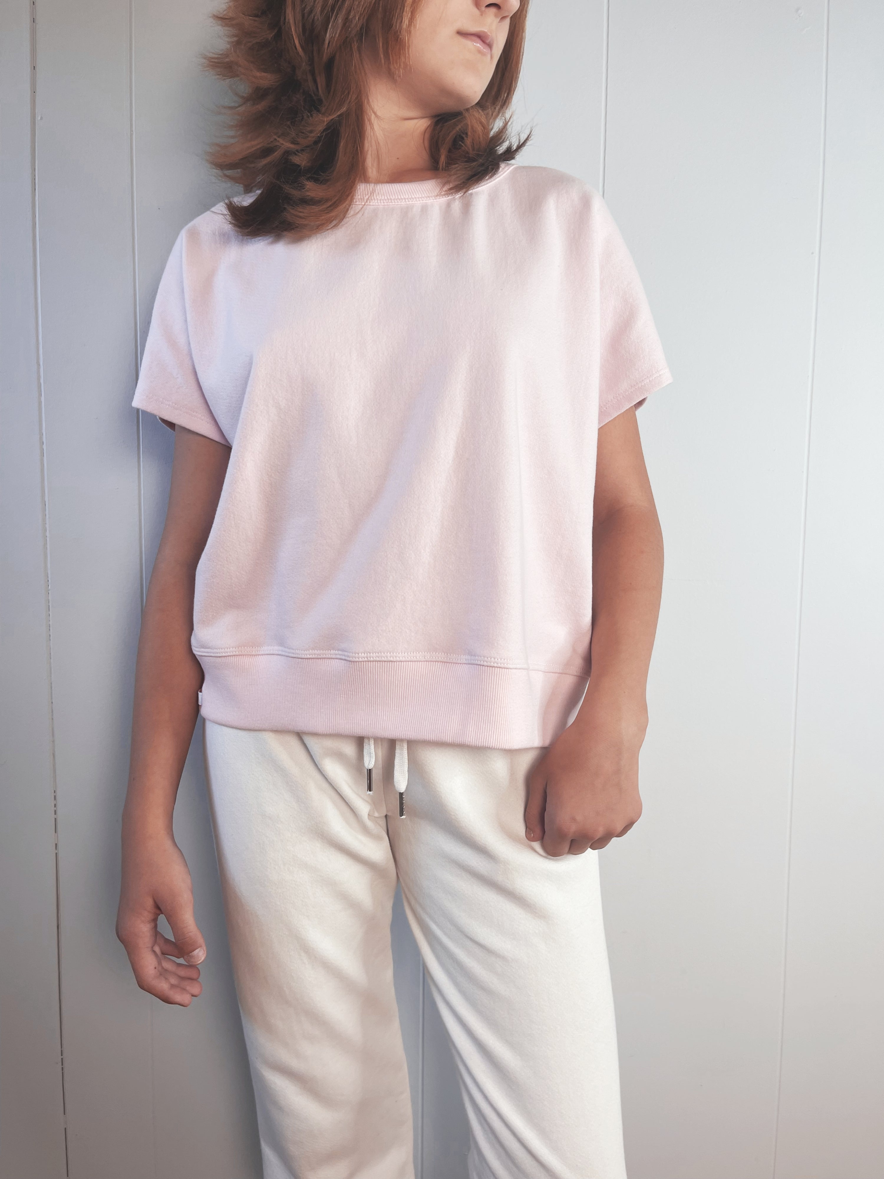 Organic Cotton Terry Bateau Top - Quartz Pink