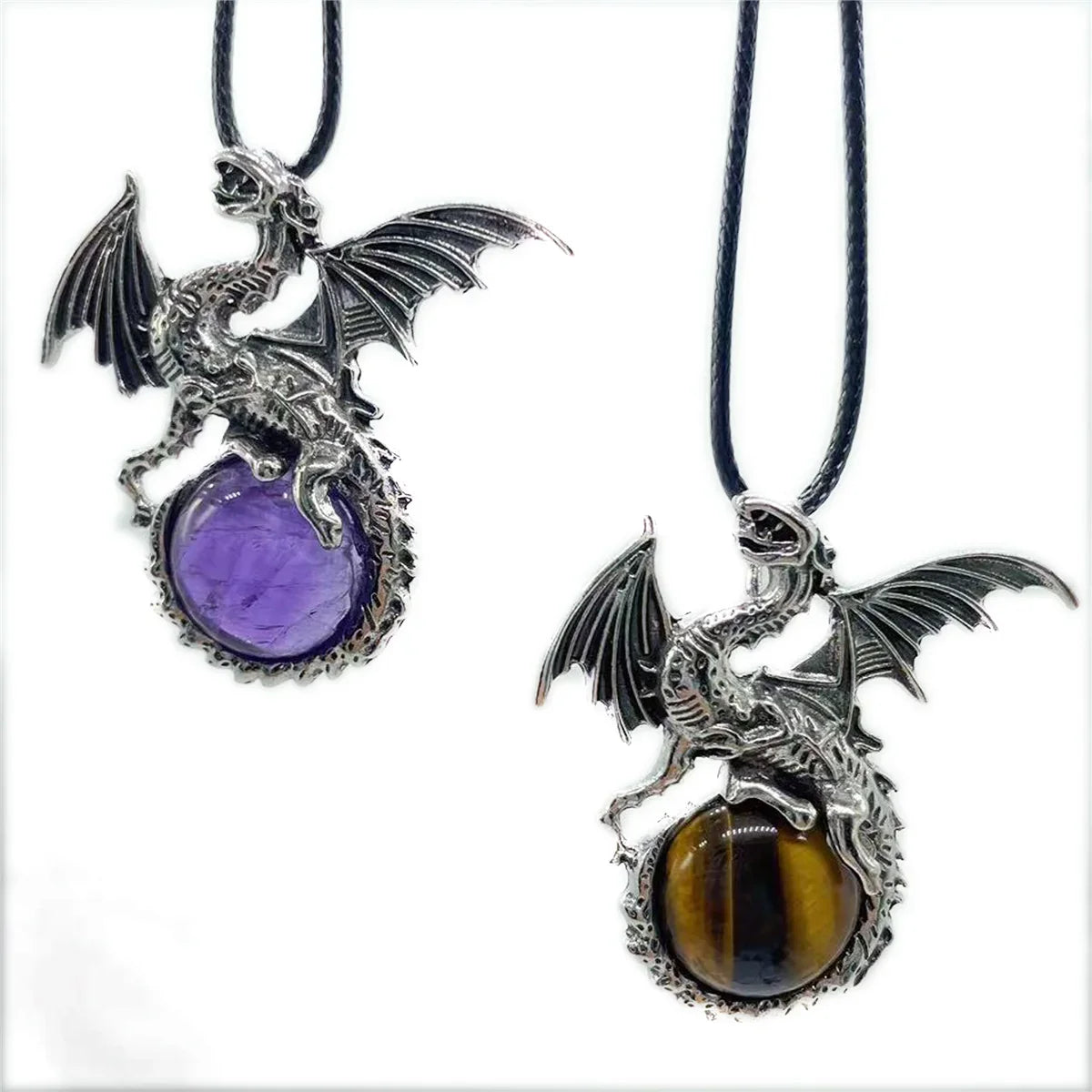 Crystal Circle Dragon Necklaces