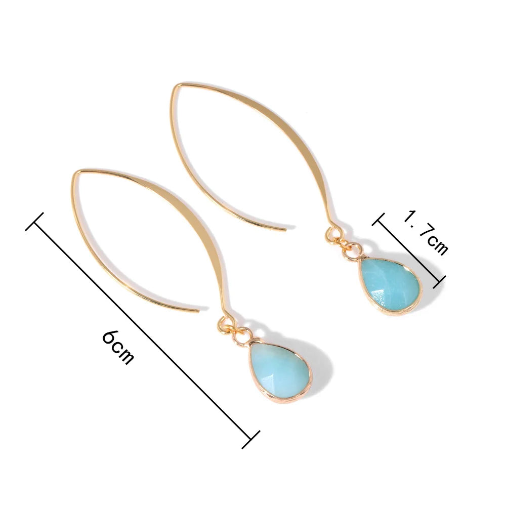 Crystal Faceted Teardrop Gold Earrings
