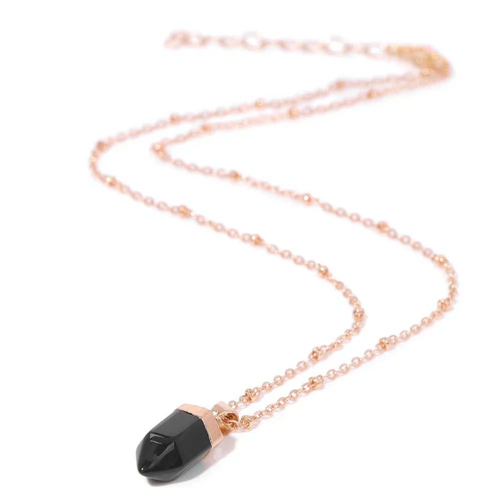 Crystal Point Gold Pendant Necklaces