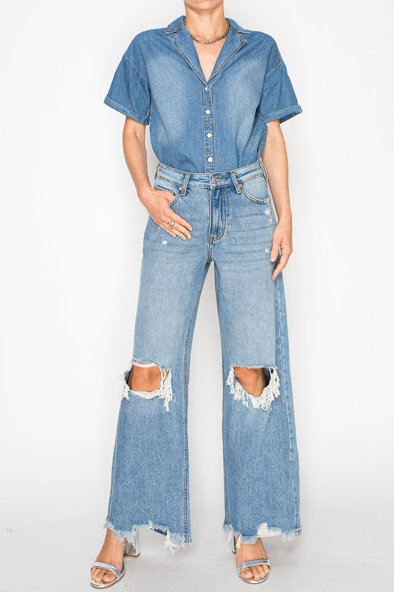 *HYBRID* HIGH RISE RELAXED FLARE JEANS