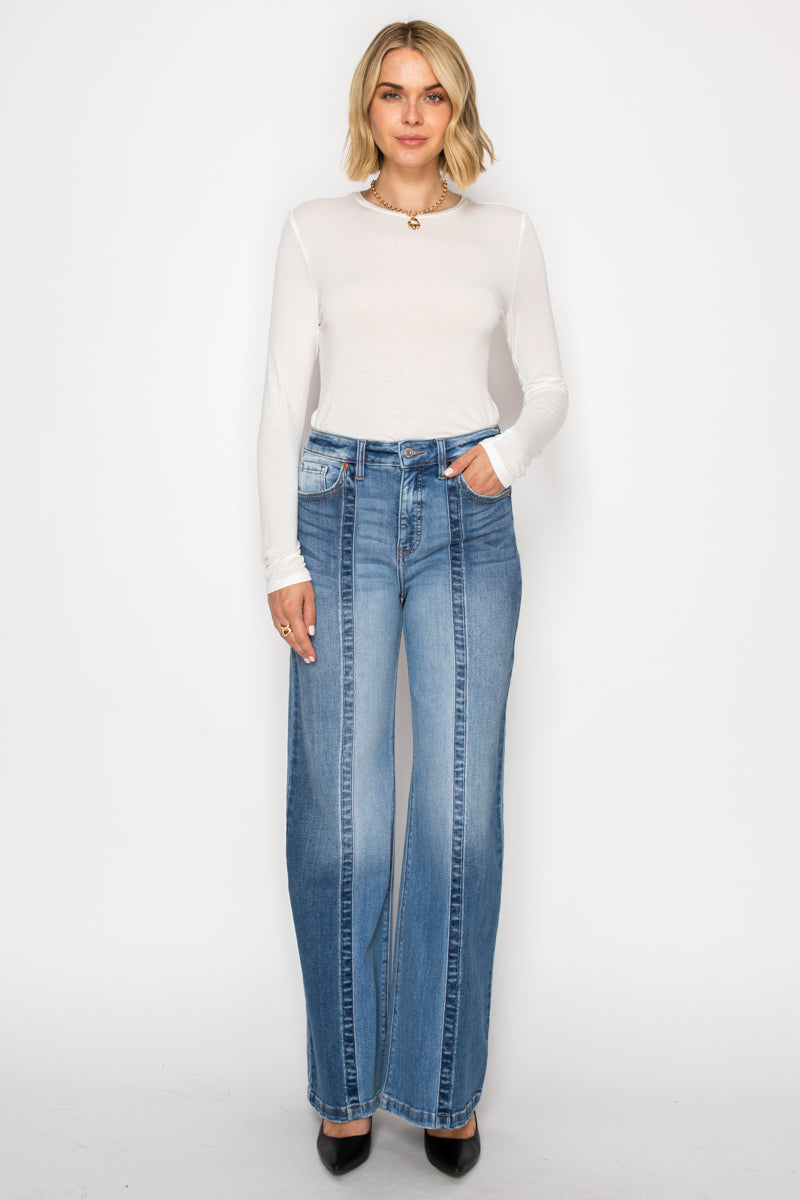 TUMMY CONTROL 90'S VINTAGE HIGH RISE STRETCH WIDE JEANS