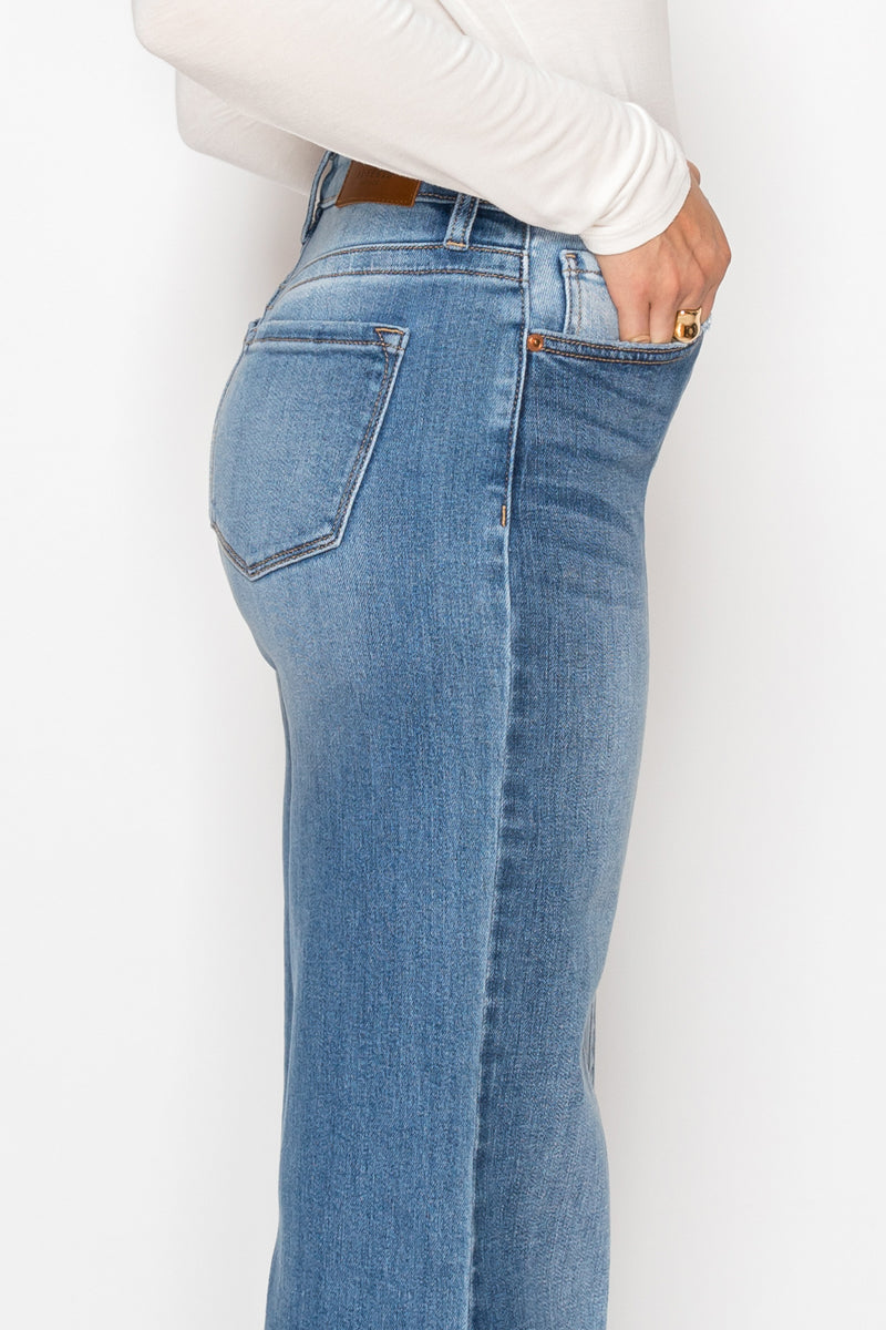 TUMMY CONTROL 90'S VINTAGE HIGH RISE STRETCH WIDE JEANS