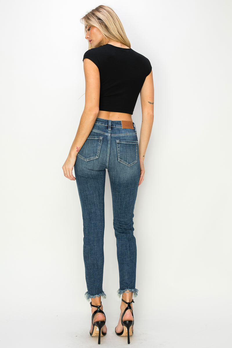 Gabriela High Rise Cross Hatch Fabric Skinny Jeans