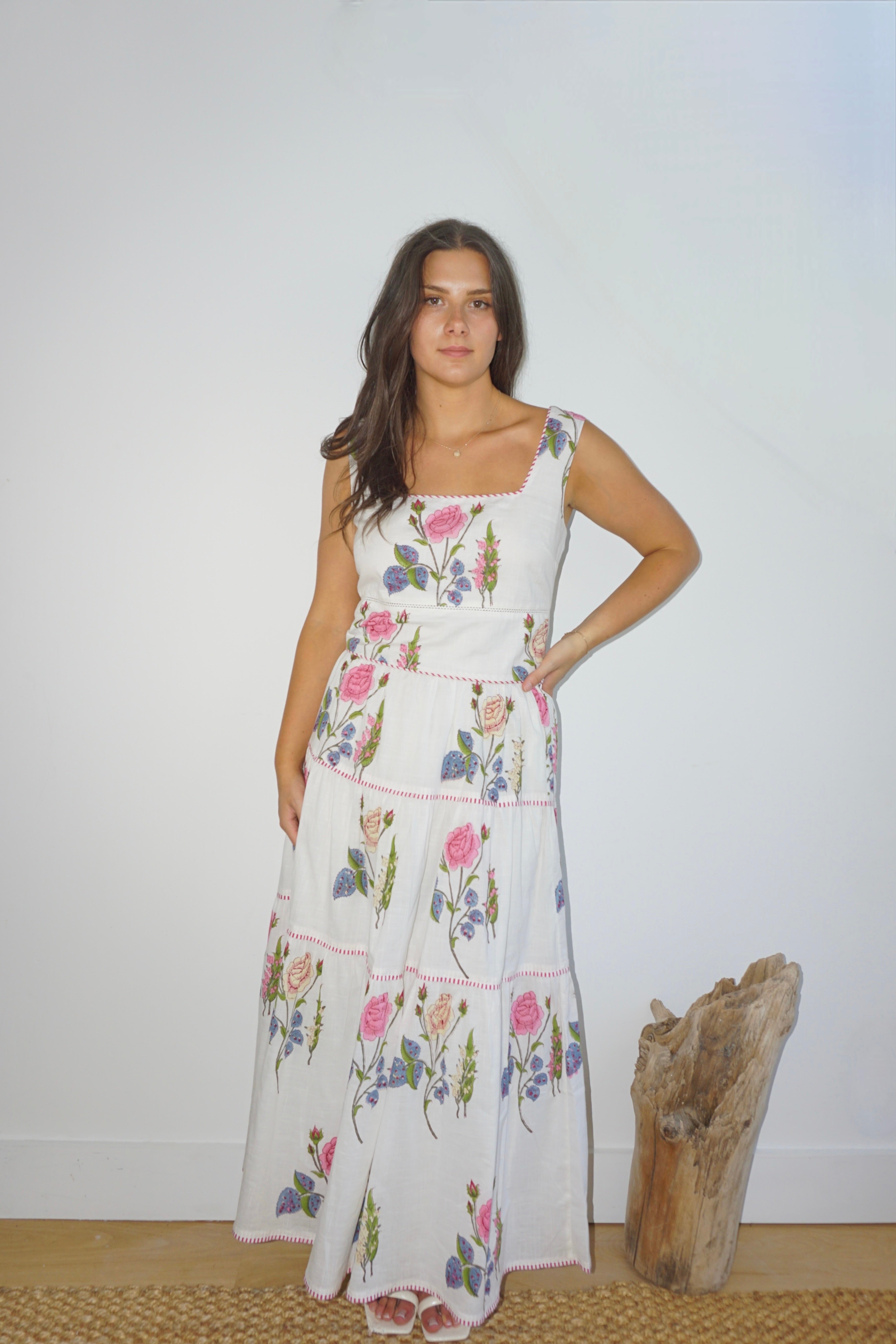 Drue Tiered Skirt in Multi Rosette