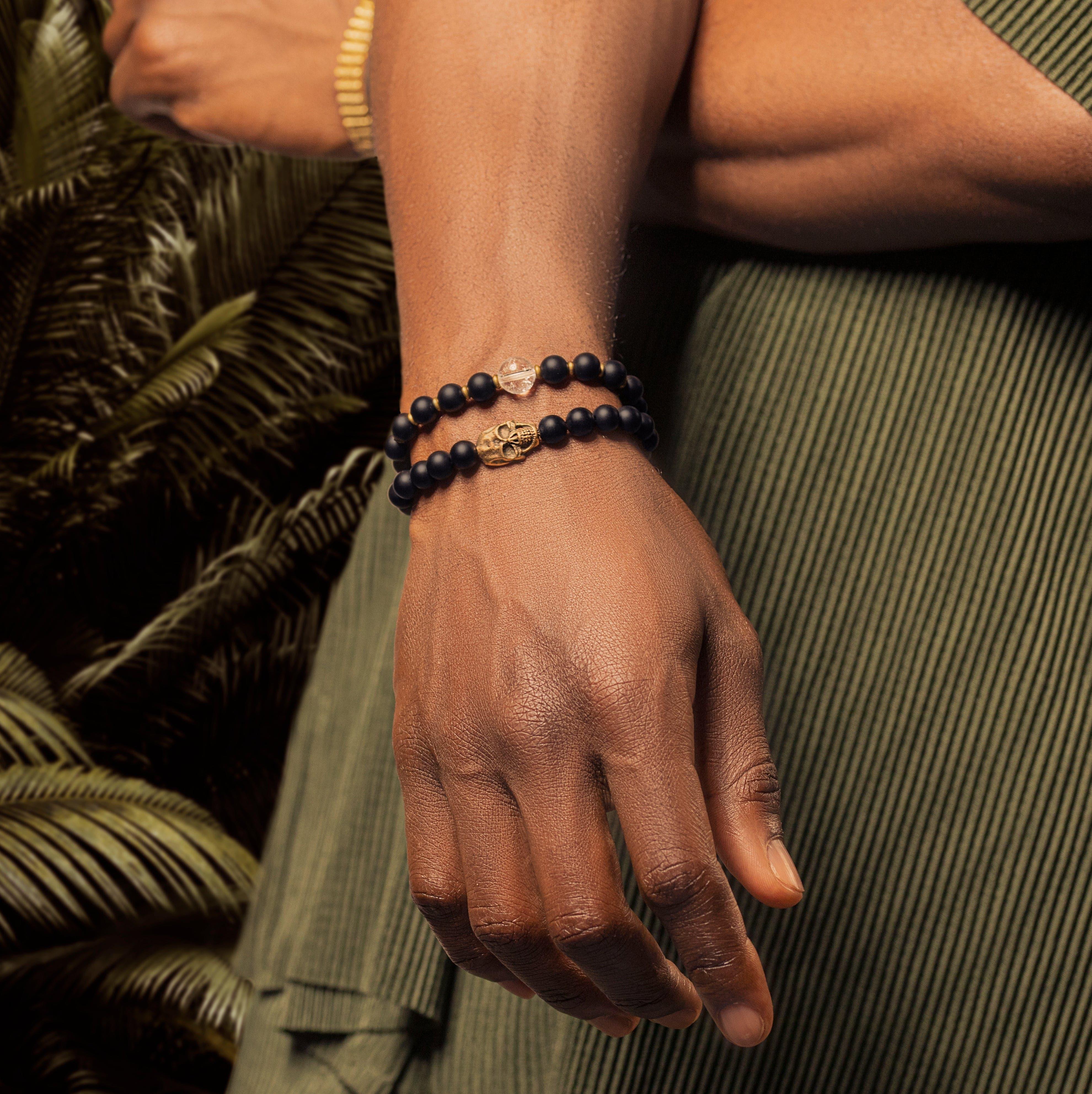 Celebrate Life - Matte Onyx Skull Charm Bracelet