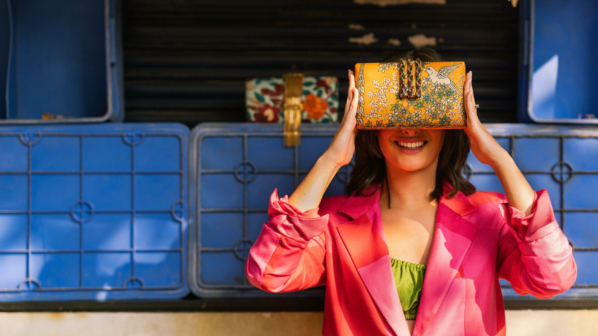 Orange Paradise Bird Braided Clutch