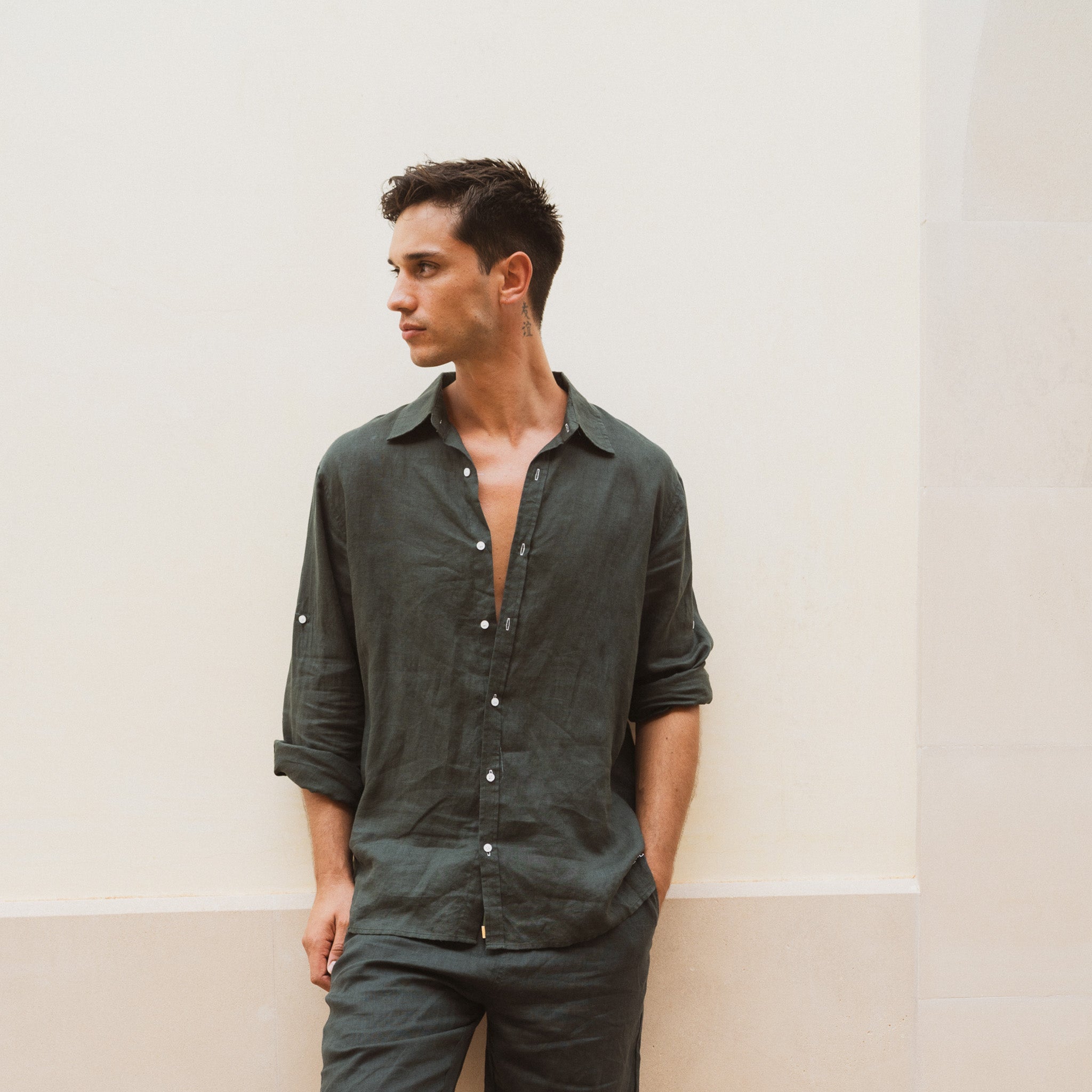 Linen Shirt / Dark Green by East x East