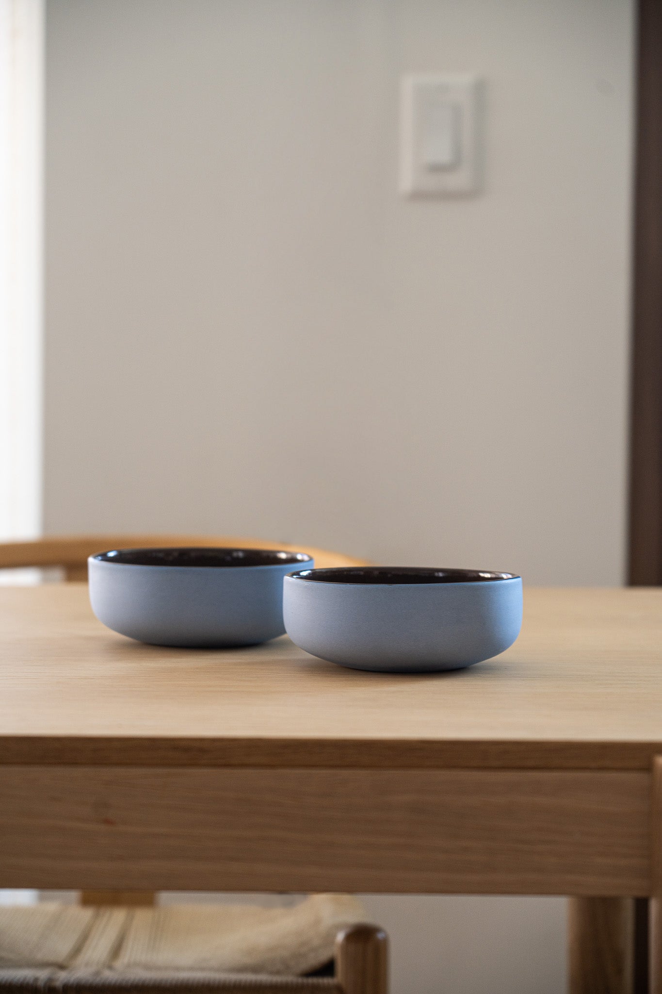 Handmade Porcelain Bowl. Forget-me-not/Chocolate