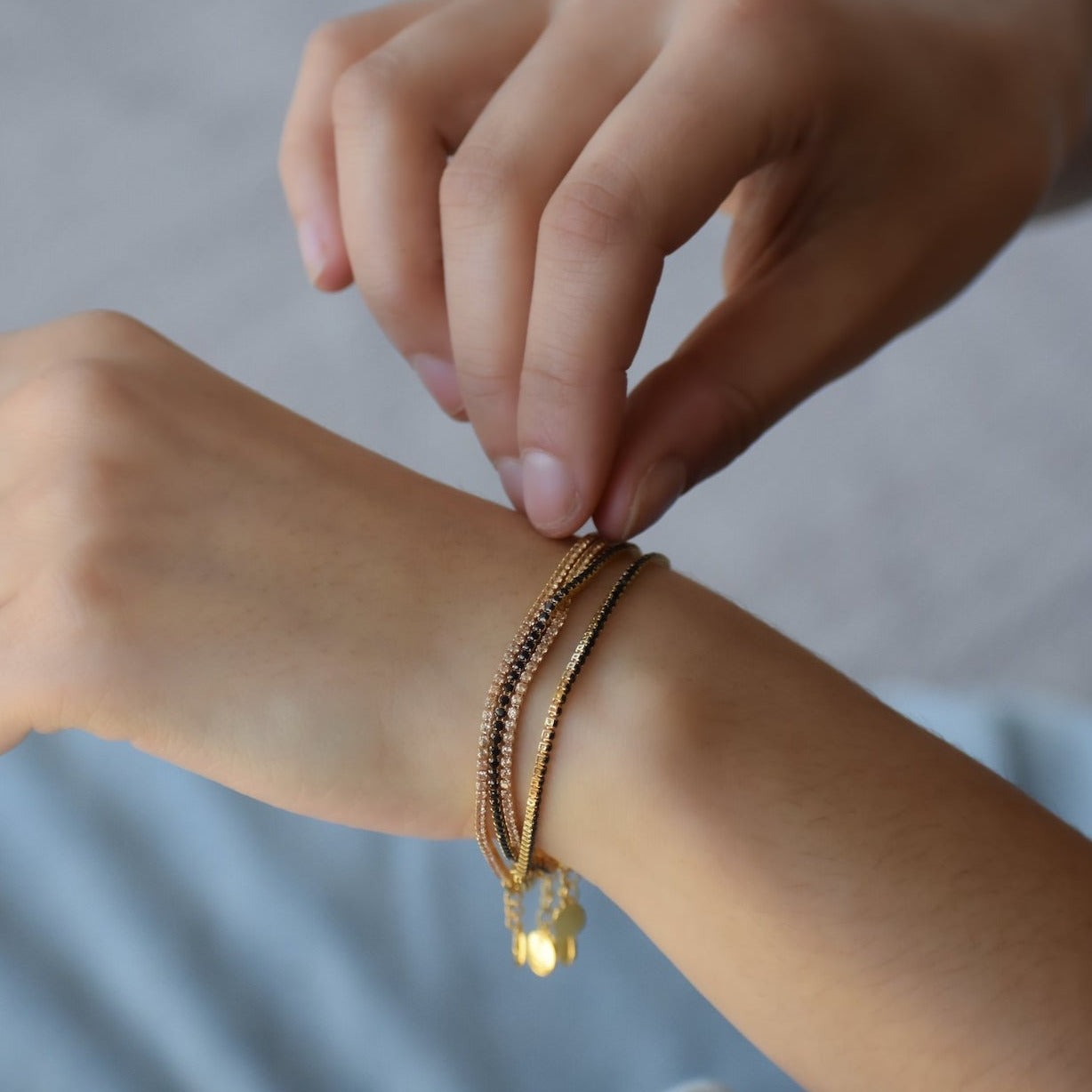 Dallas Micro Tennis Bracelet in Cremé CZ