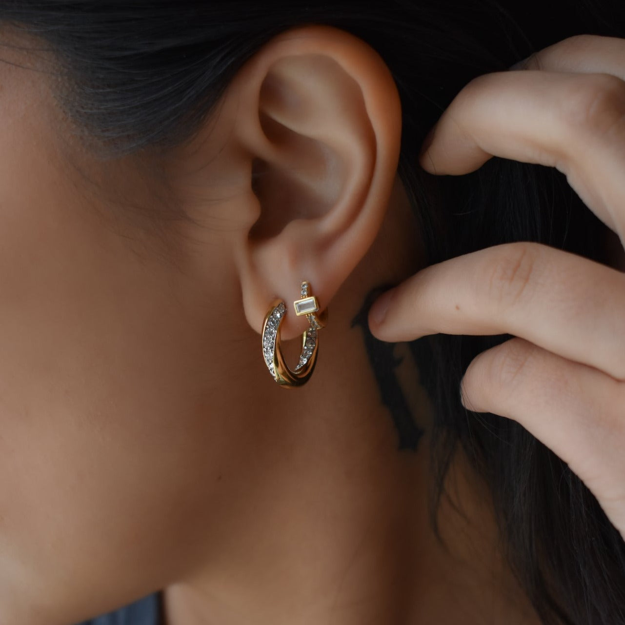 Astrid Twist Pavé Hoop Earrings