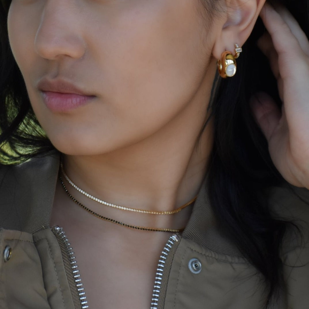 Dallas Micro Tennis Necklace in Caviar CZ