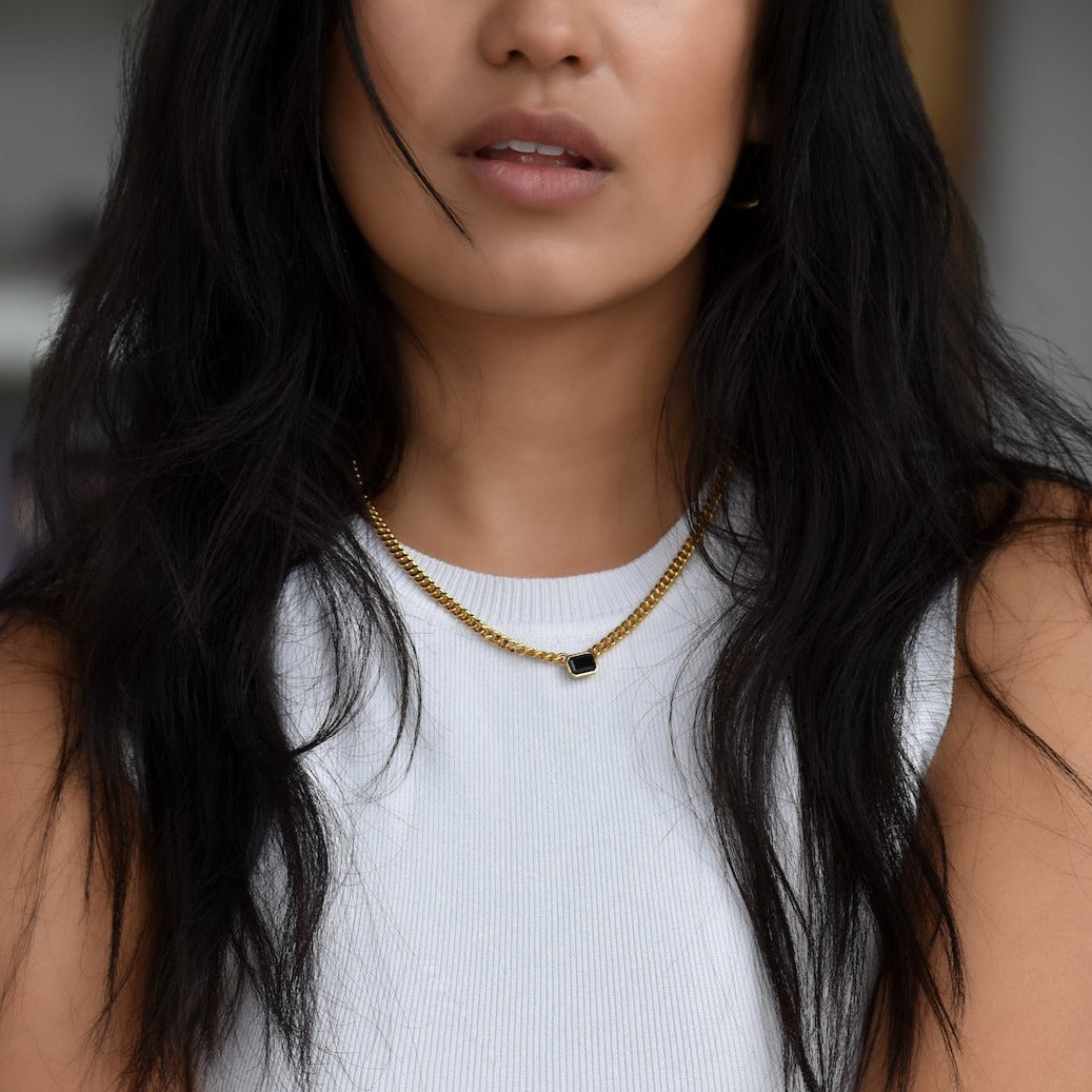 Manhattan Chain Choker w Caviar CZ