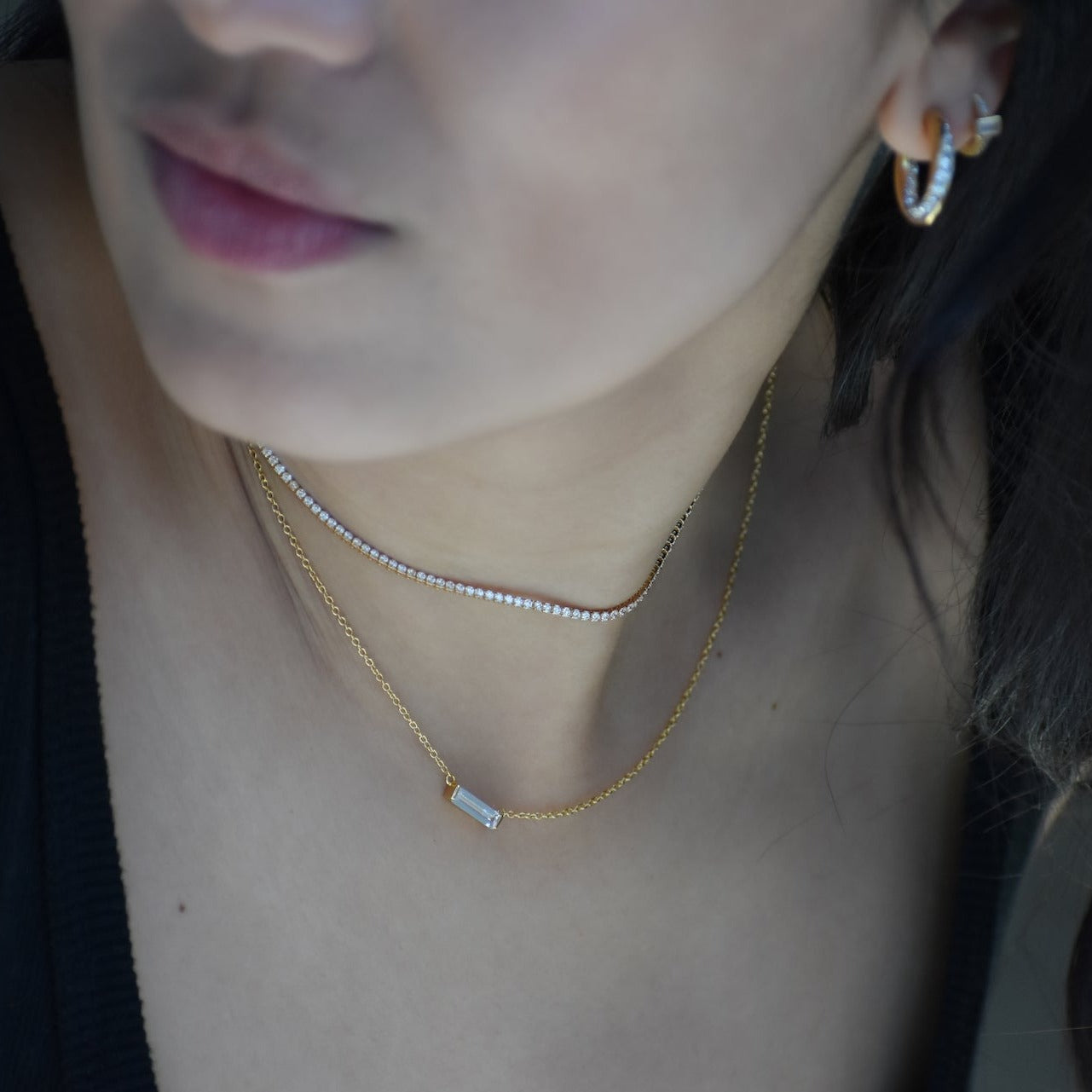 Dallas Micro Tennis Necklace in Cremé CZ