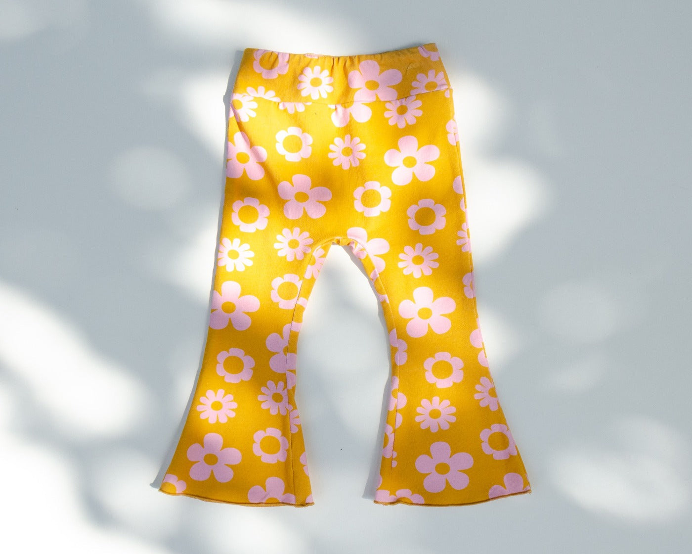 Printed Daisy Jersey Knit Bell Bottoms for Baby Toddler and Girls