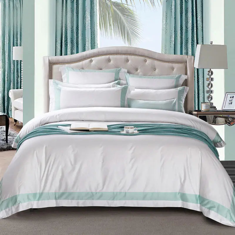 Degella Luxury Stripe Egyptian Cotton White Bedding Set | 3CARATS