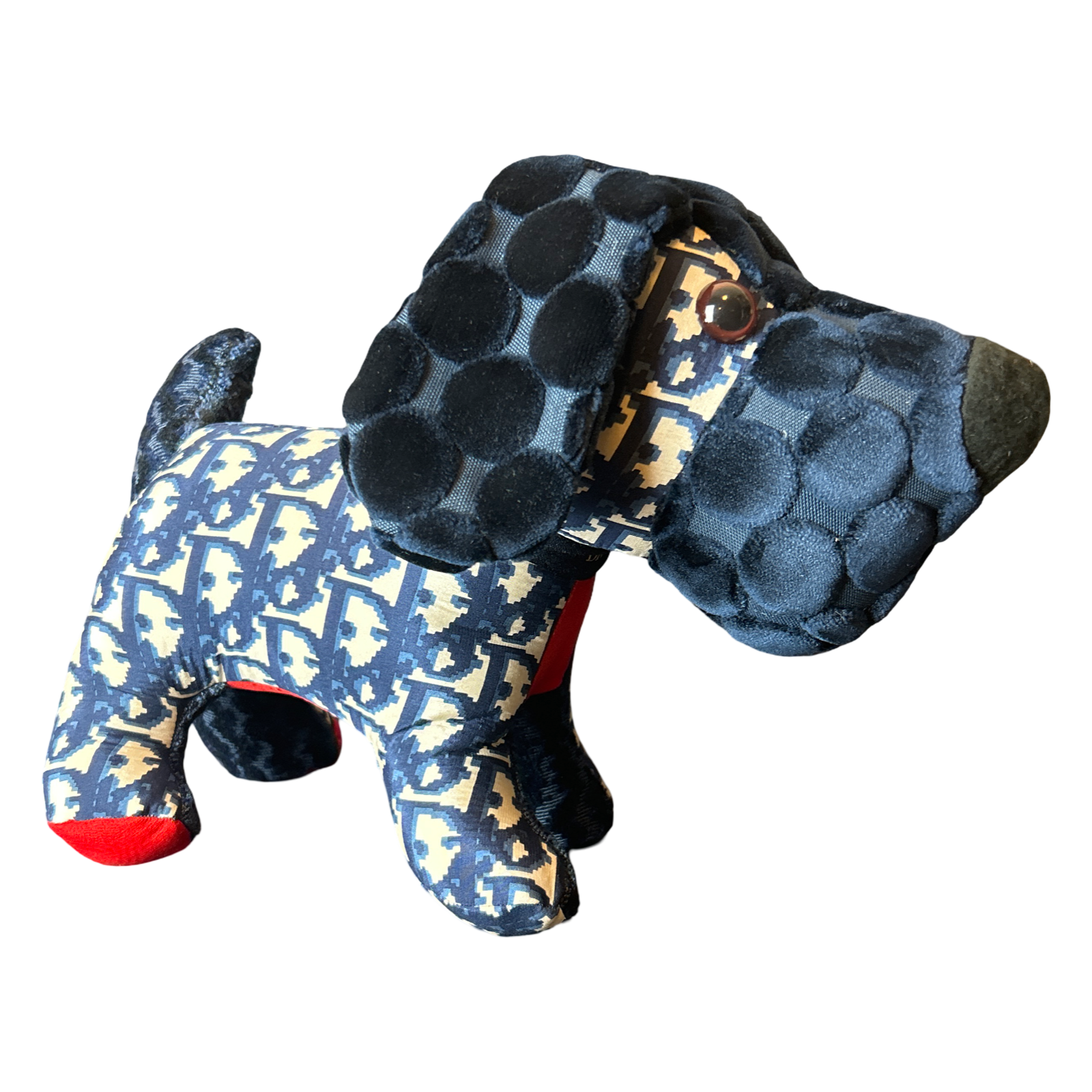 Trotter Blue Vintage Silk Scarf Patchwork Puppy