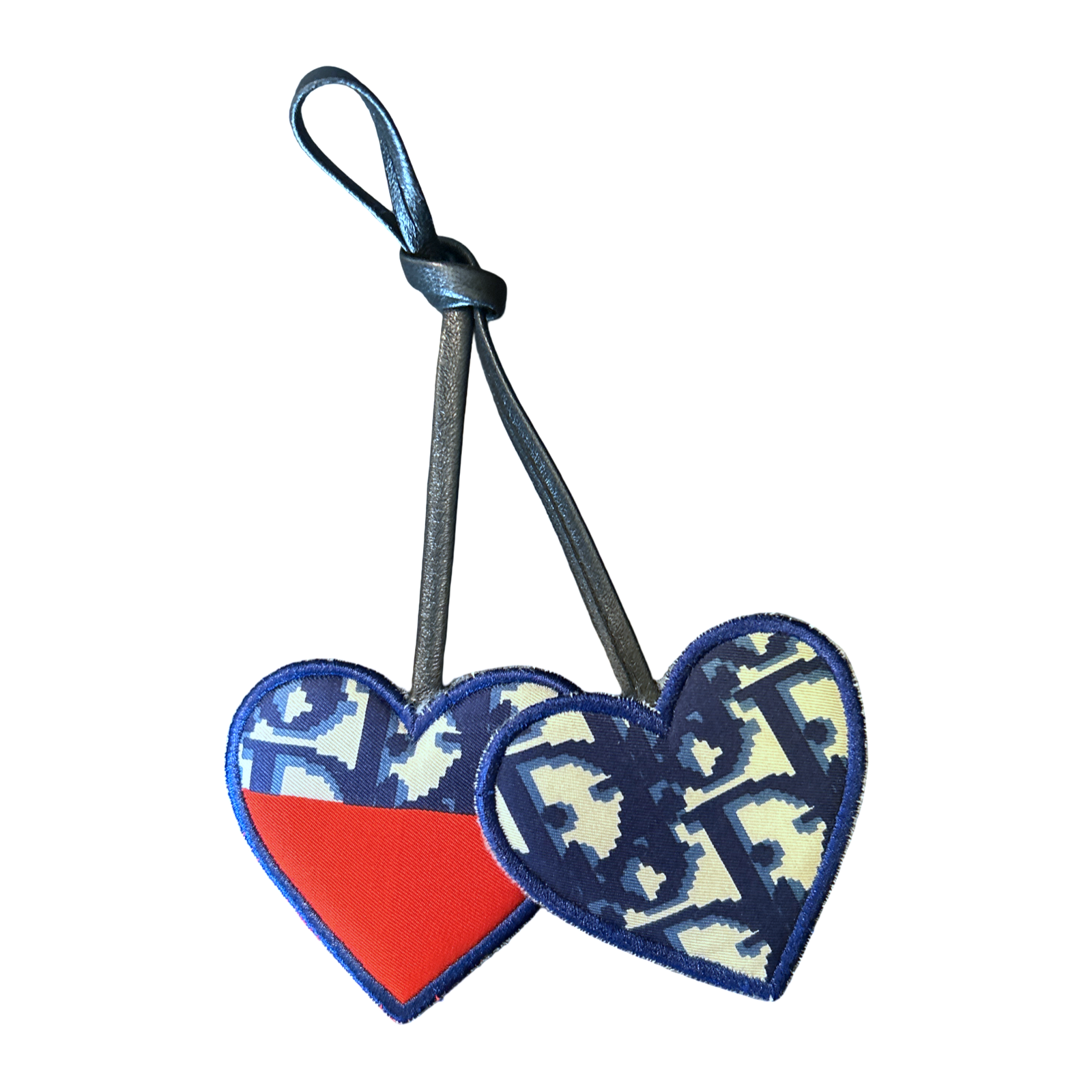 Trotter Blue Silk Scarf Double Heart Bag Charm