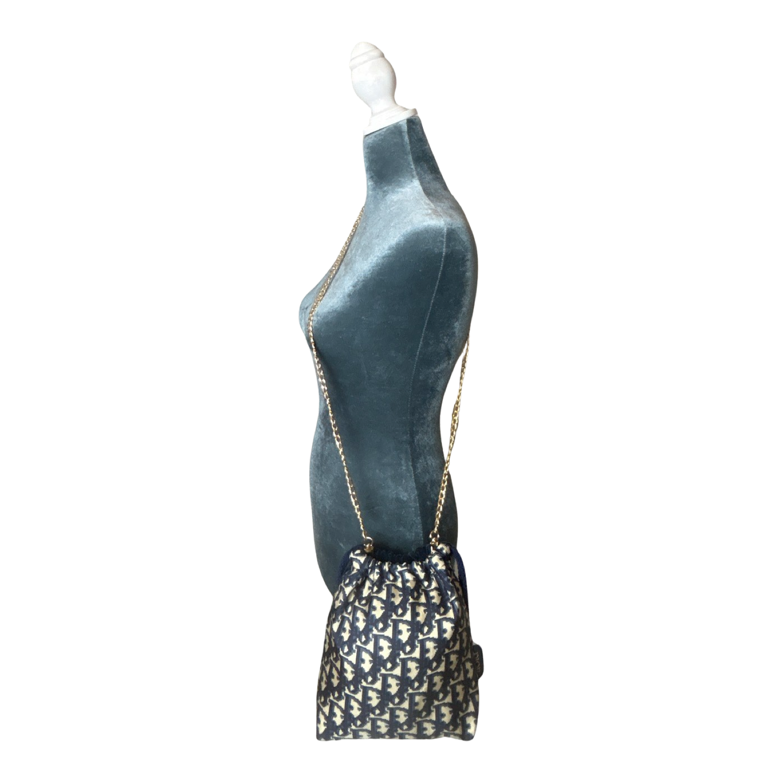 Trotter Blue Vintage Scarf Drawstring Crossbody Bag