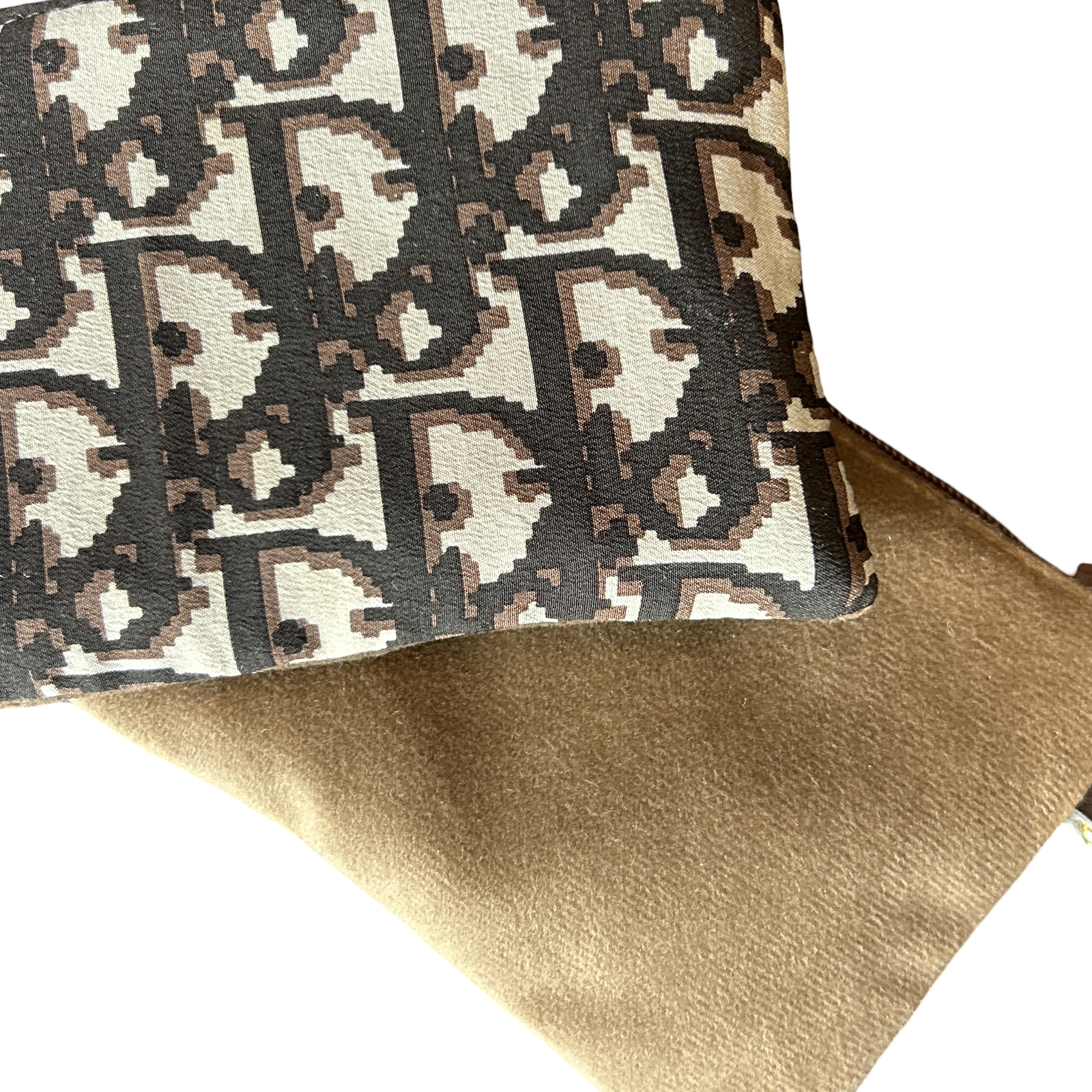 Trotter Brown Vintage Silk Scarf Coffee Run Keychain Bag