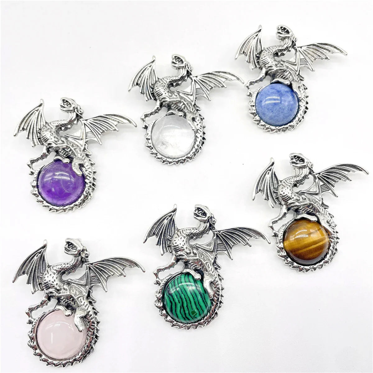 Crystal Circle Dragon Necklaces