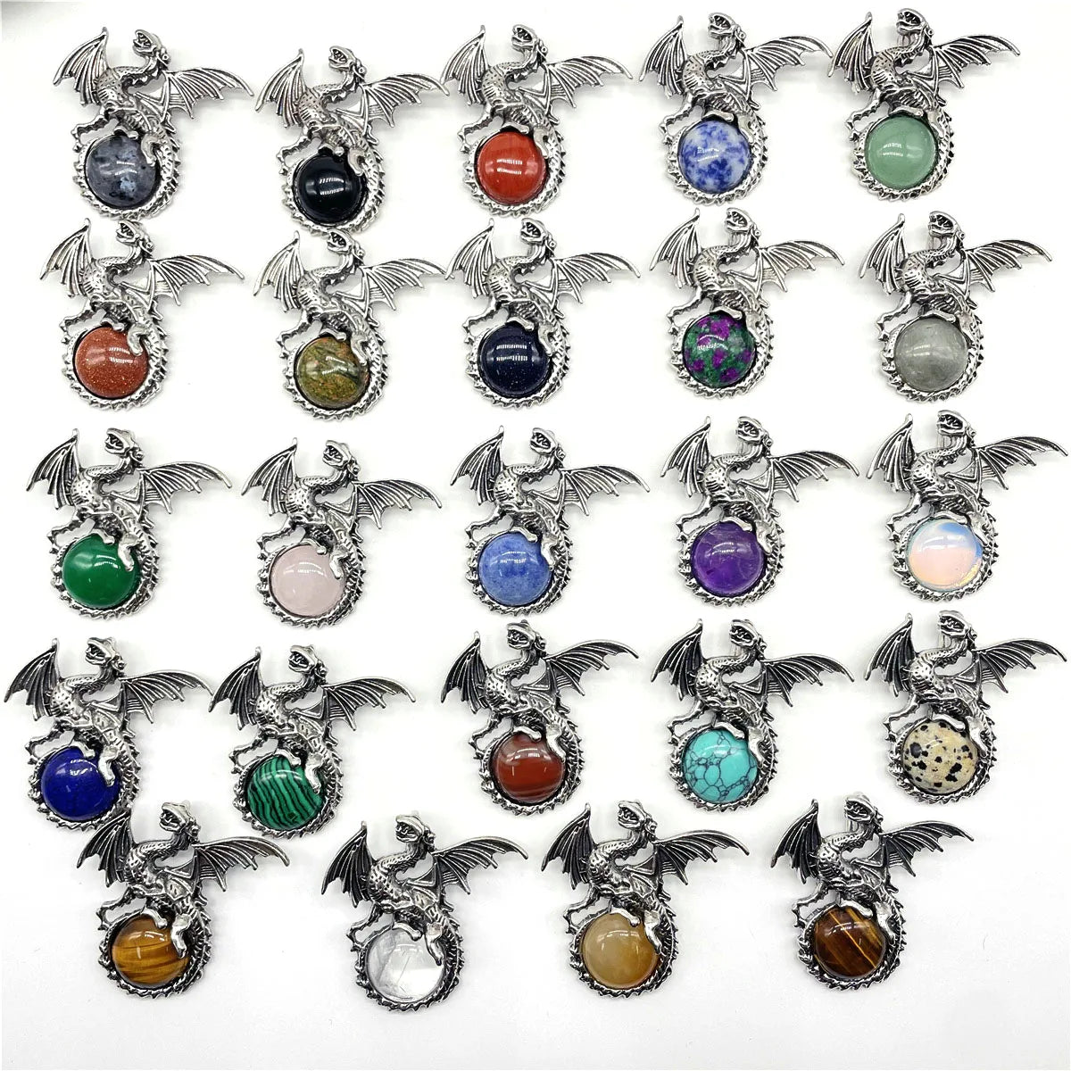 Crystal Circle Dragon Necklaces