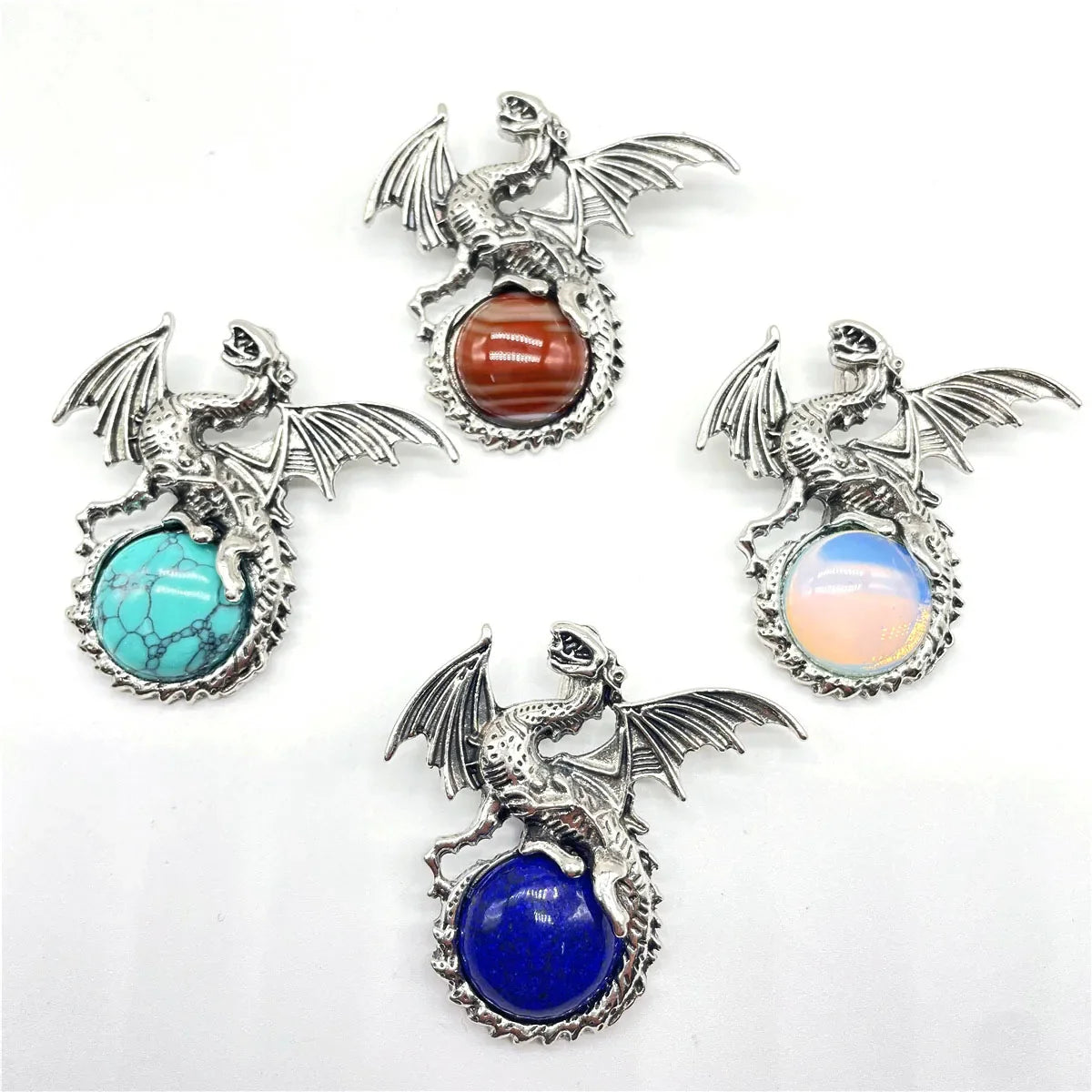 Crystal Circle Dragon Necklaces
