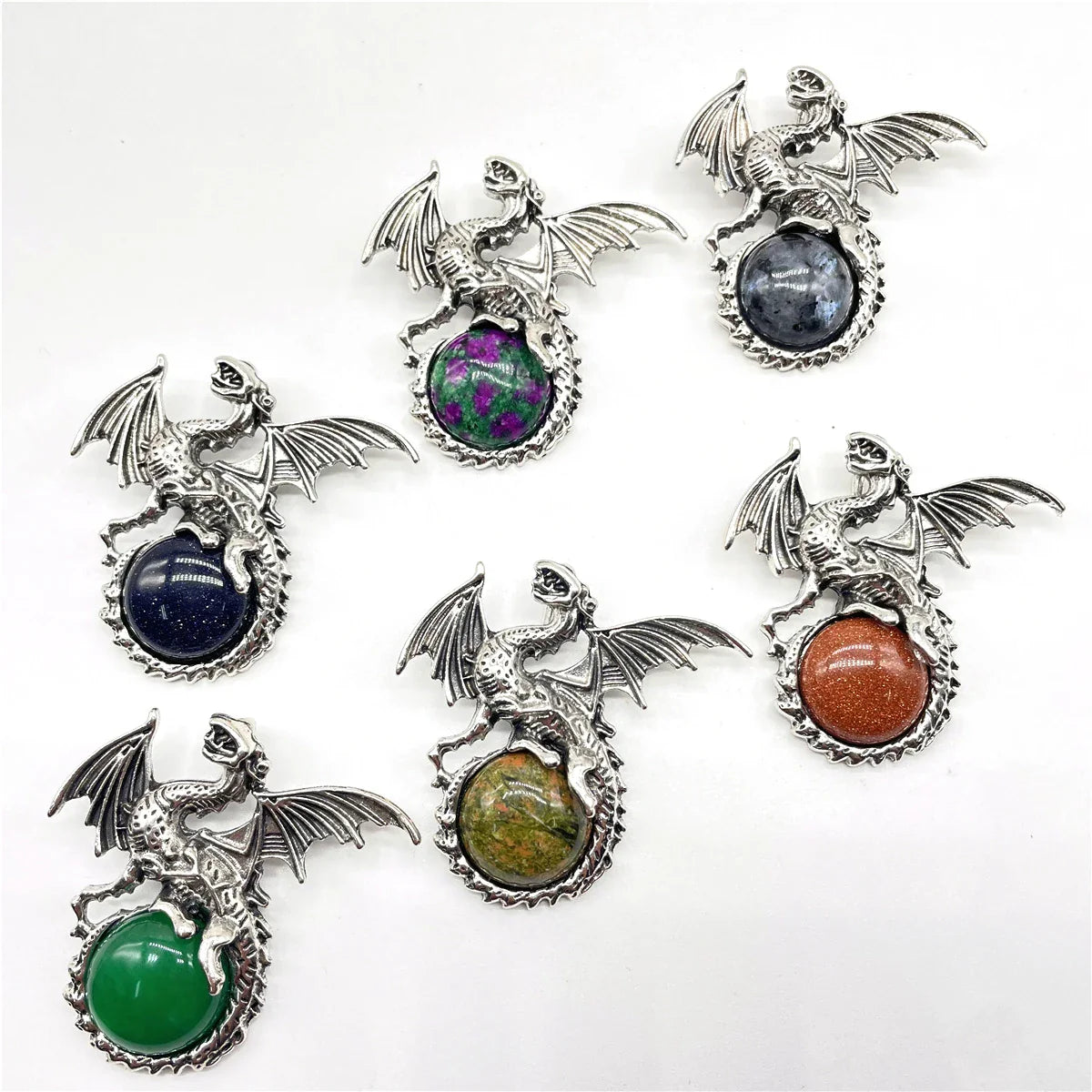 Crystal Circle Dragon Necklaces