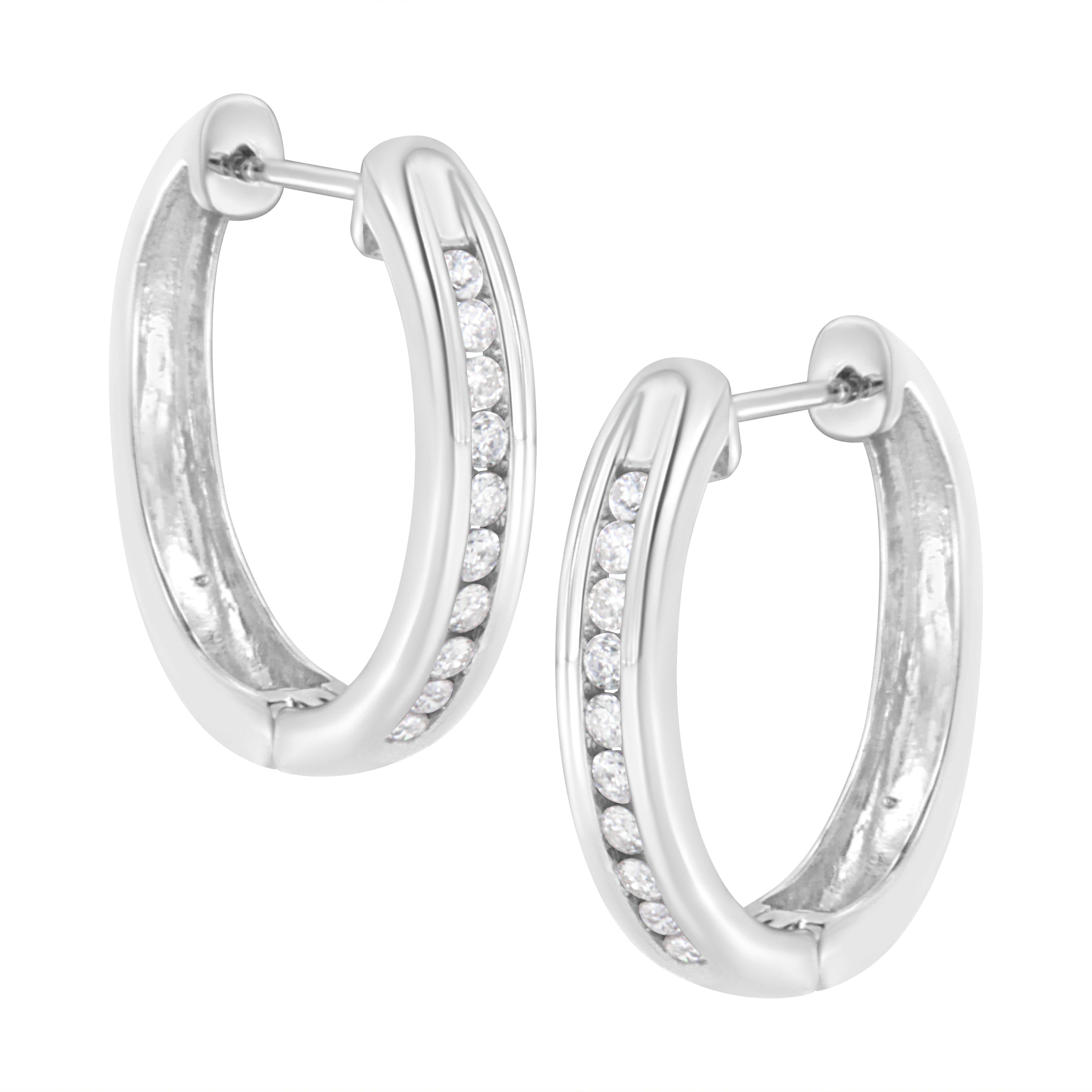 .925 Sterling Silver 1/2 Cttw Lab Grown Diamond Hoop Earring (F-G Color, Vs2-Si1 Clarity)