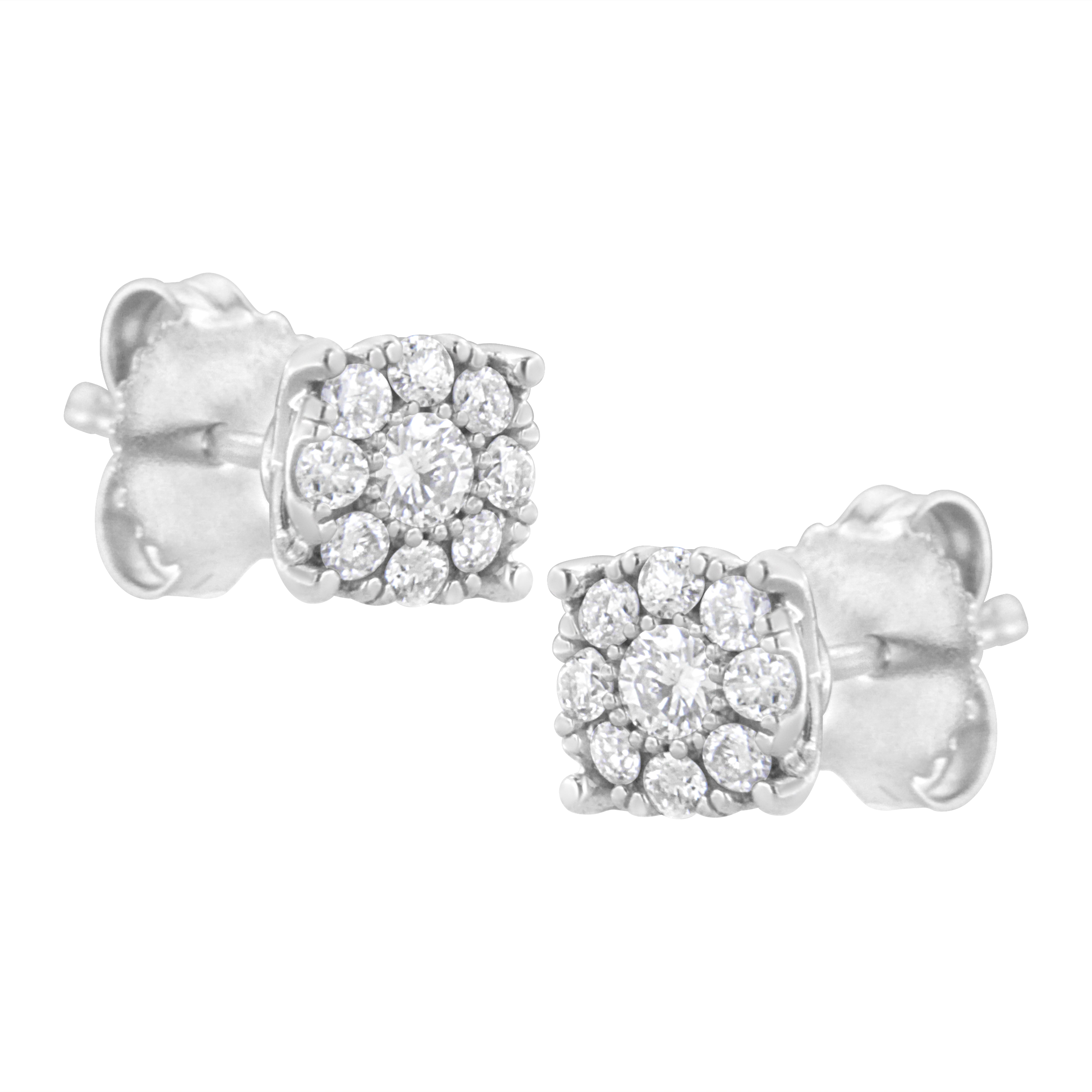 .925 Sterling Silver 1/2 Cttw Lab Grown Diamond Floral Cluster Stud Earring (F-G Color, Vs2-Si1 Clarity)