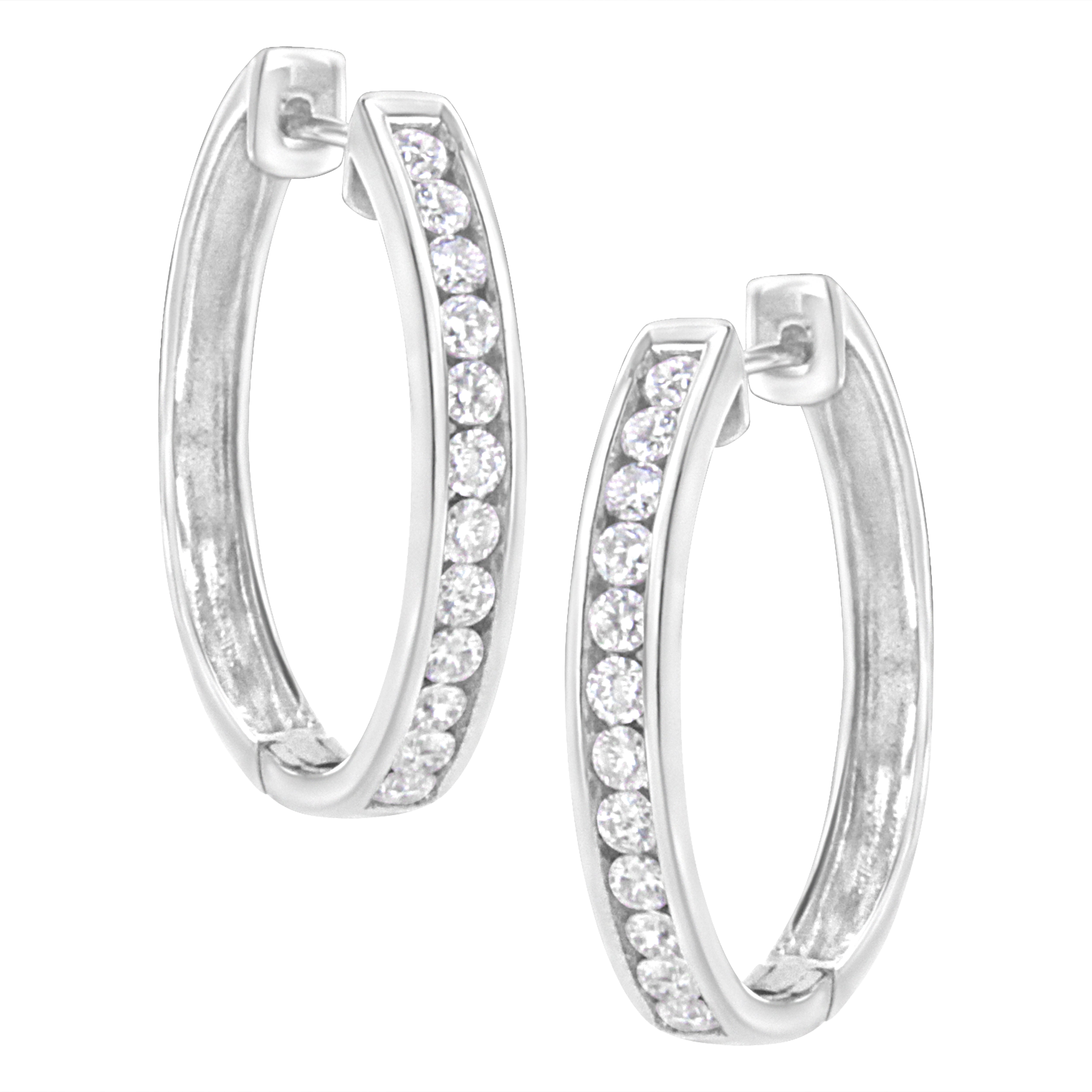 .925 Sterling Silver 7/8 Cttw Lab Grown Diamond Hoop Earring (F-G Color, Vs2-Si1 Clarity)