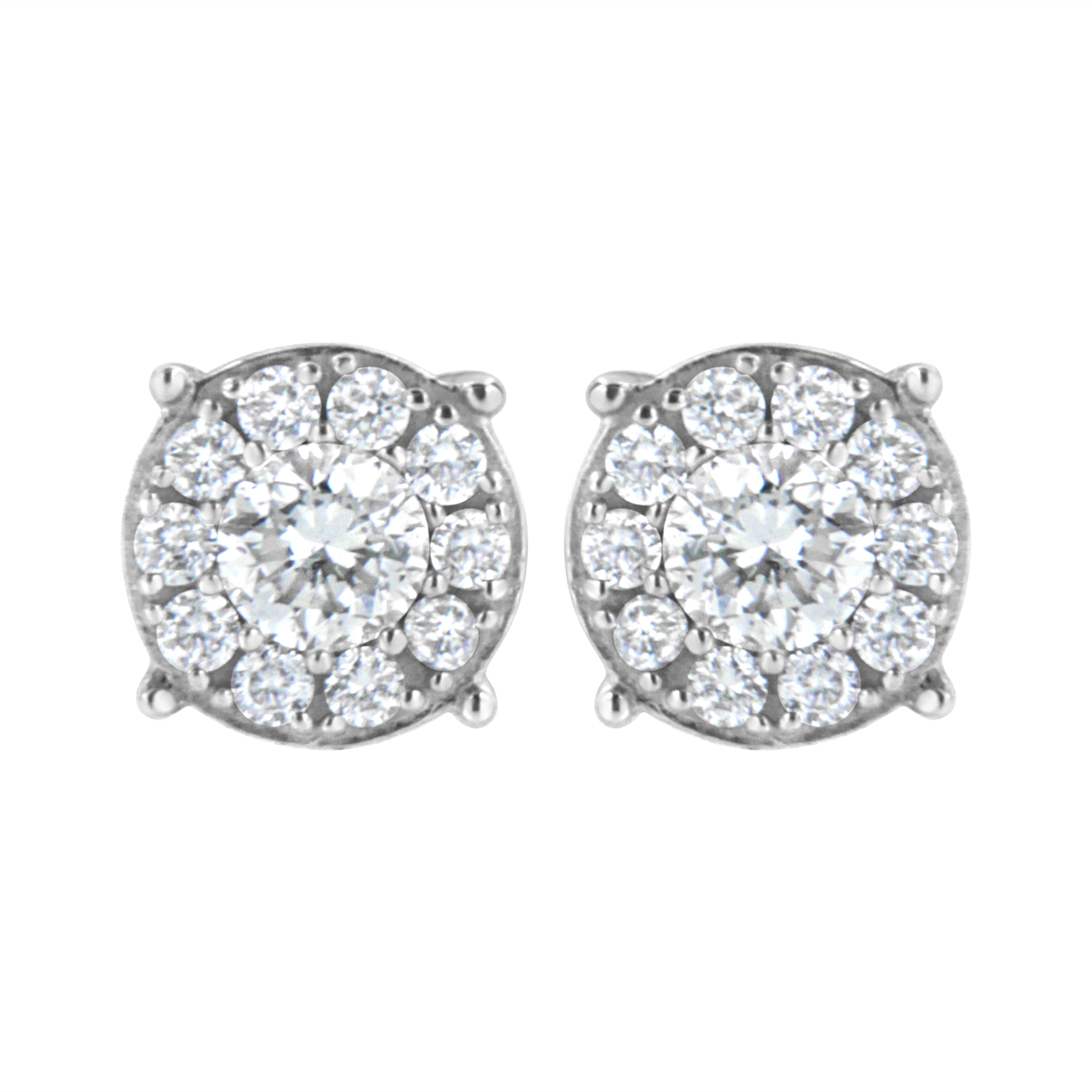 .925 Sterling Silver 1/2 Cttw Lab Grown Diamond Floral Cluster Earring (F-G Color, Vs2-Si1 Clarity)