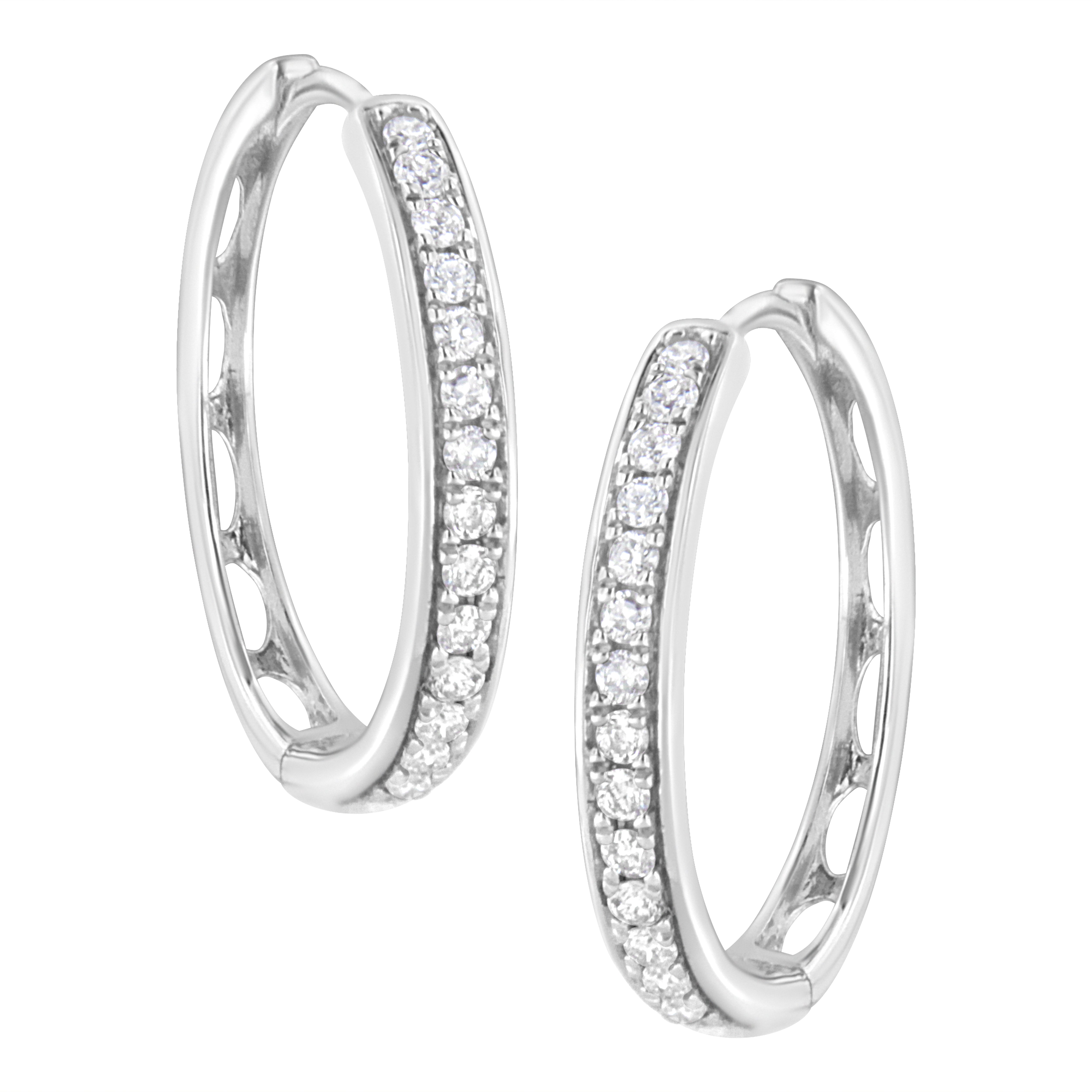 .925 Sterling Silver 1/2 Cttw Lab Grown Diamond Hoop Earring (F-G Color, Vs2-Si1 Clarity)