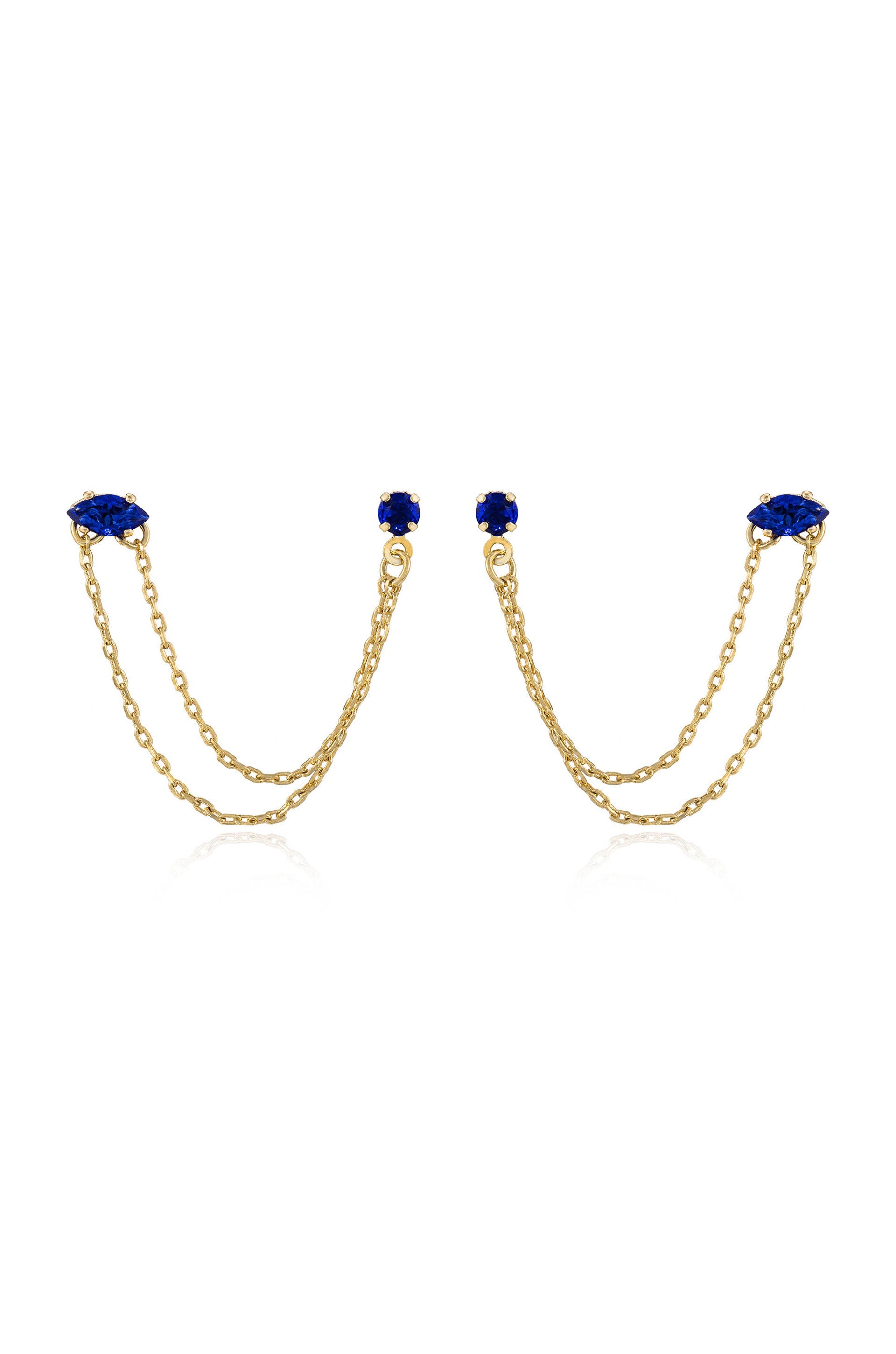 Double Piercing Chain Dangle Earrings