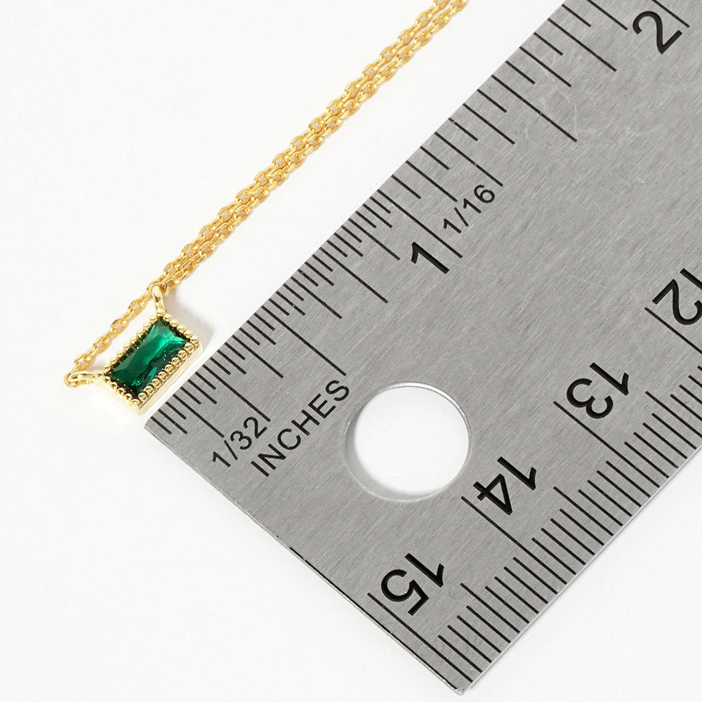 CZ Baguette Pendant in Ruby