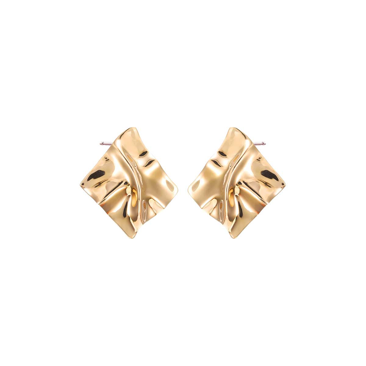 Gold Fluid Square Shape Drop Stud Earring - Adina's Jewels